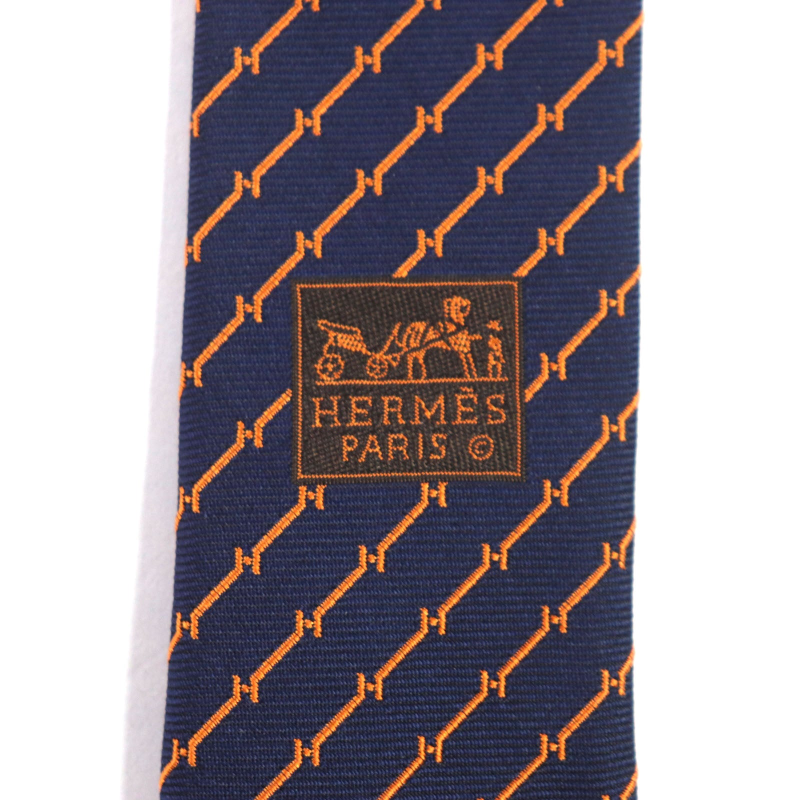 Hermes Silk Tie H Logo Stripe 2.8"