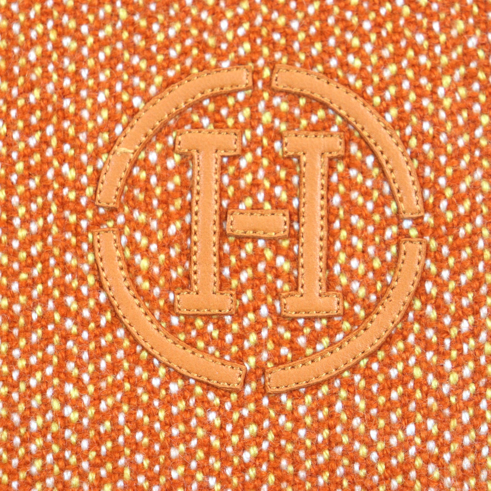 Hermes Cashmere Herringbone Scarf with H Logo