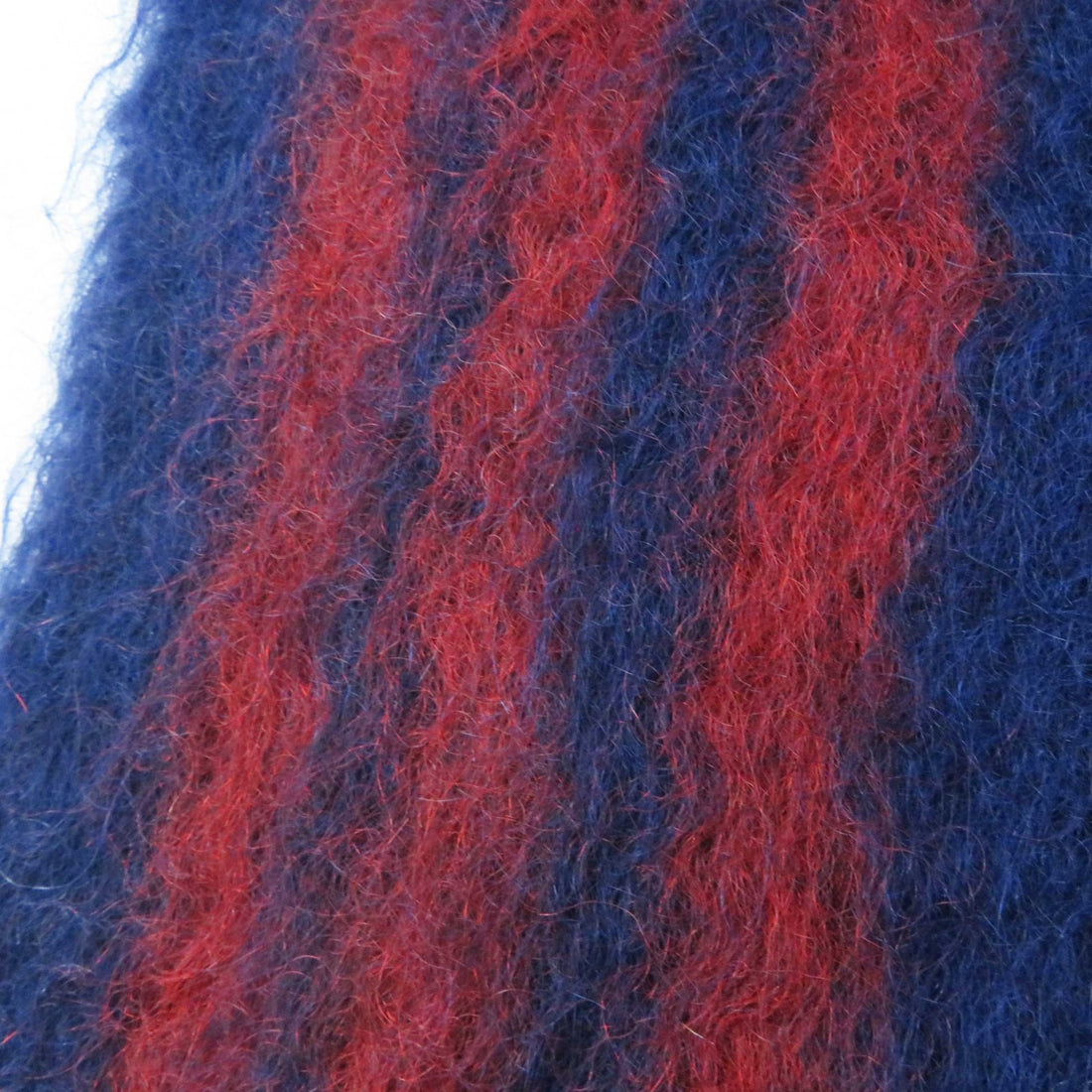 Loewe Mohair Wool Leather Scarf Navy Red