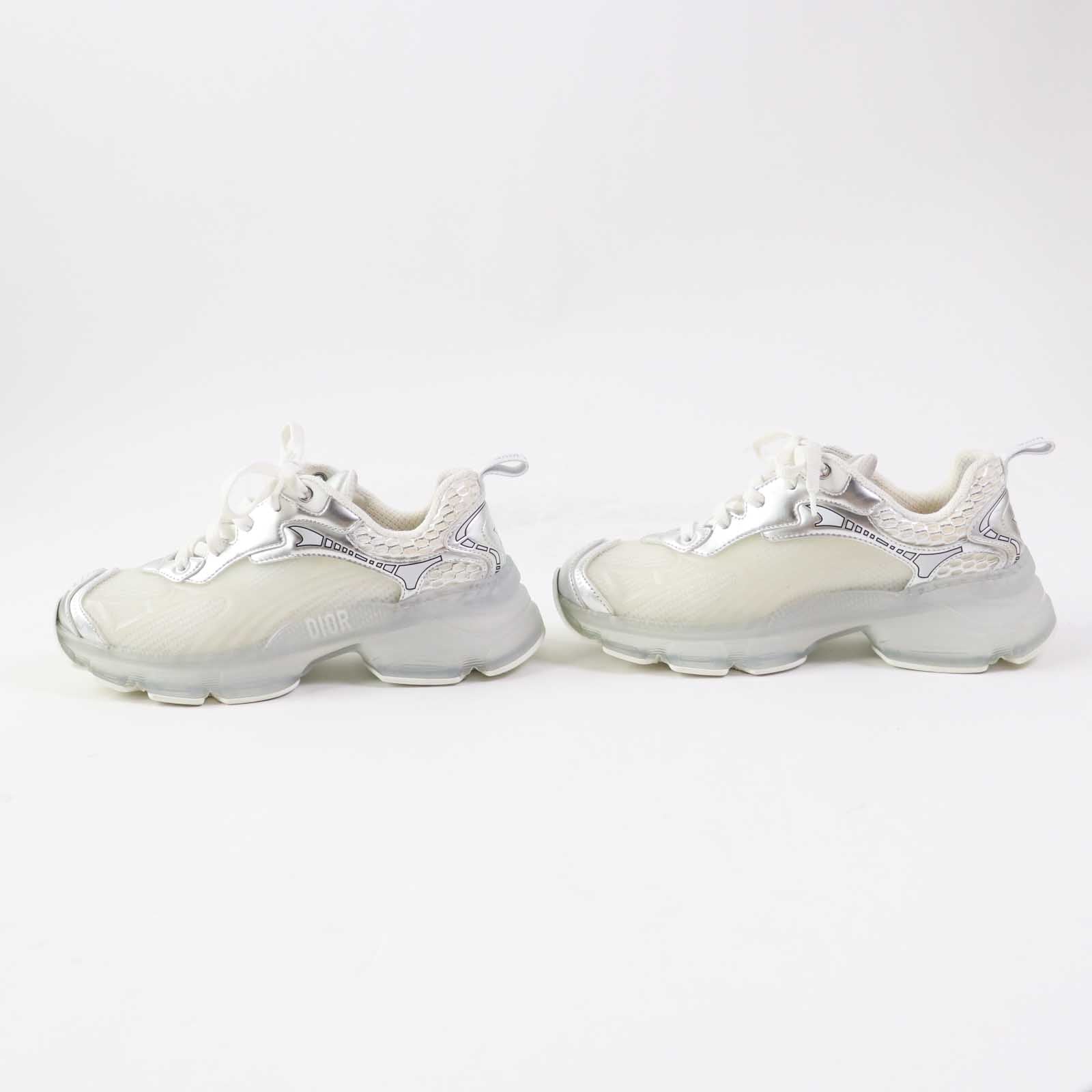 Dior VIBE Leather Rubber Sneakers White Silver 37