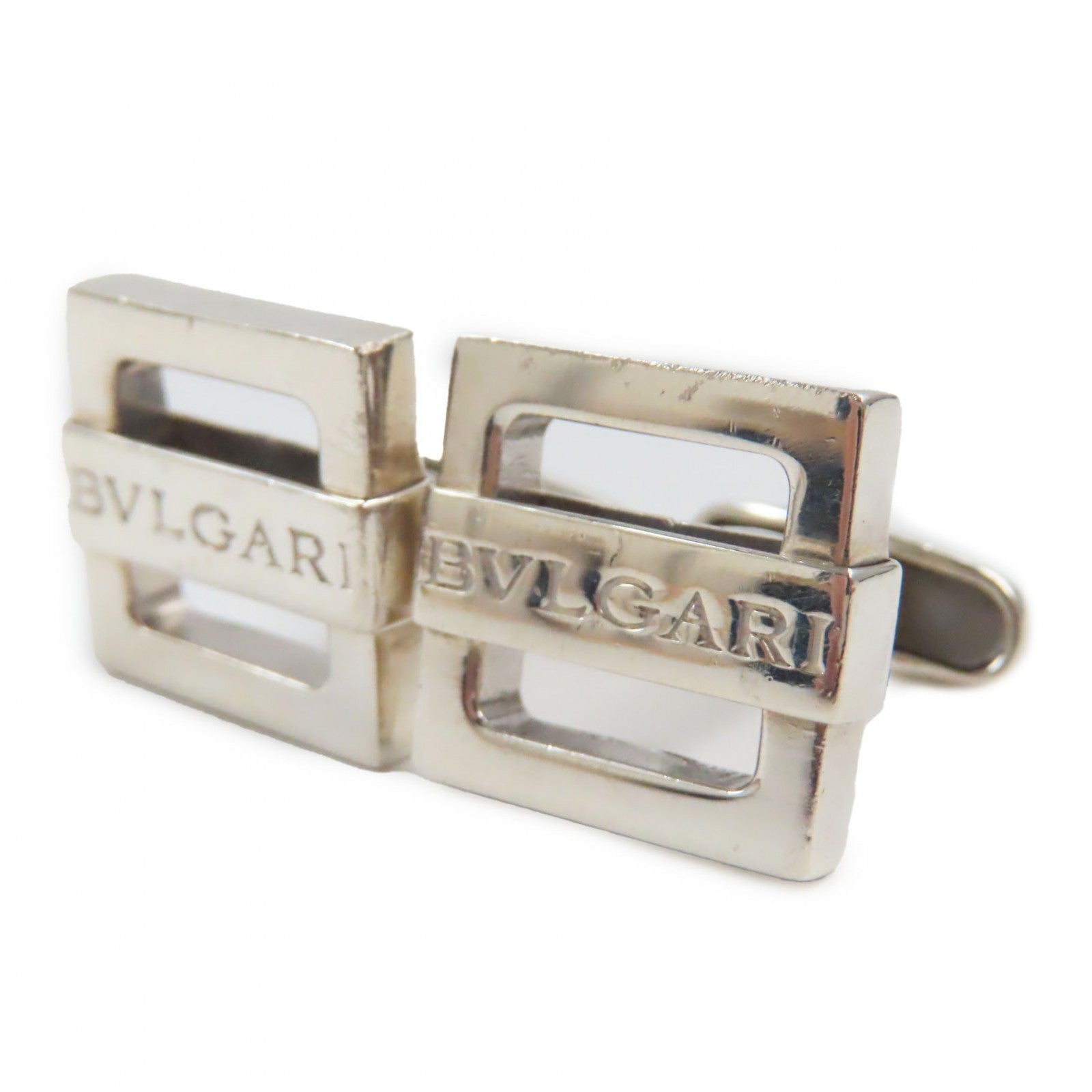 Bvlgari Silver Cufflinks SV925 Engraved Logo