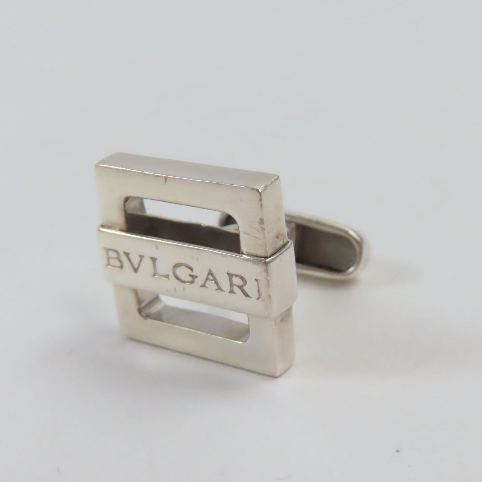 Bvlgari Silver Cufflinks SV925 Engraved Logo