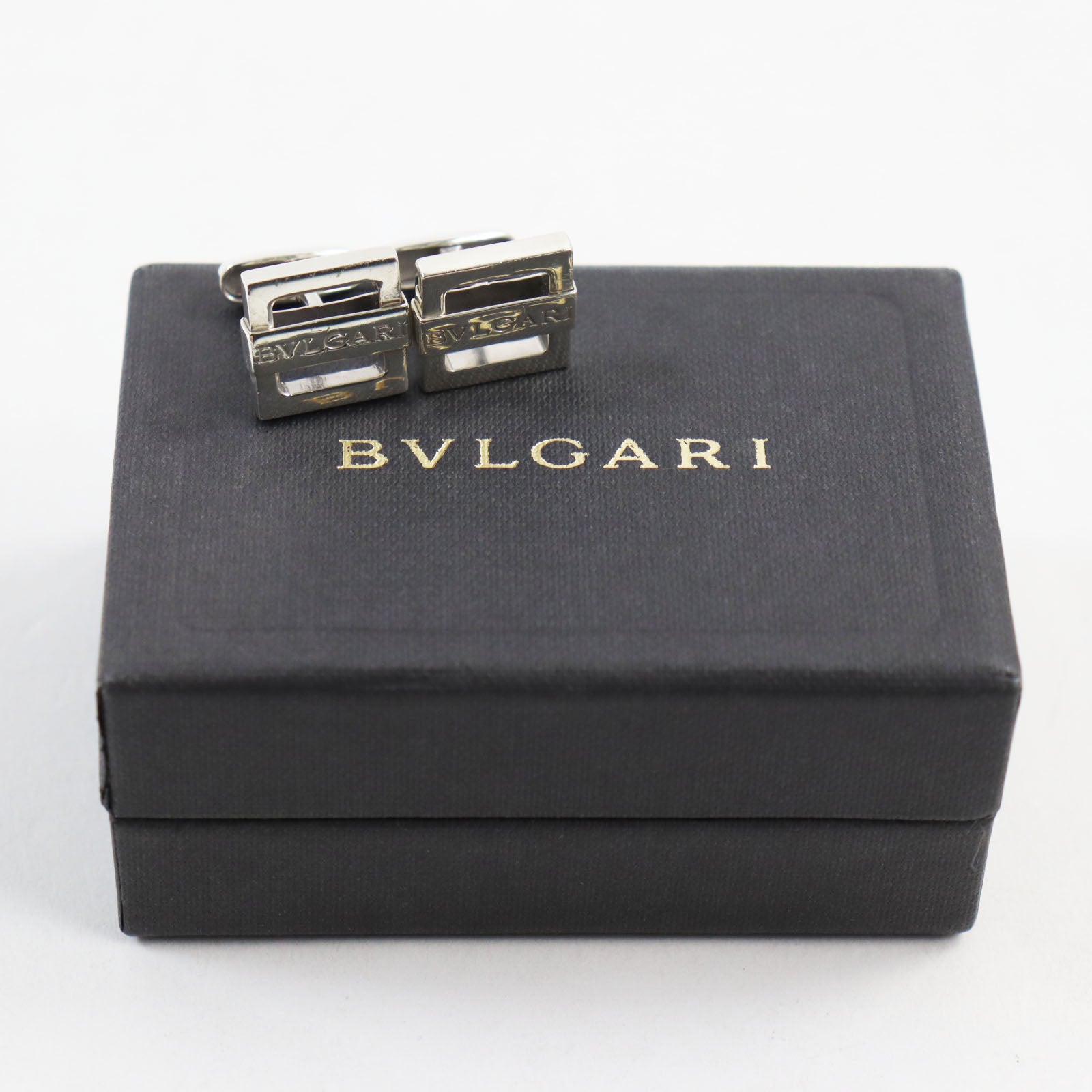 Bvlgari Silver Cufflinks SV925 Engraved Logo