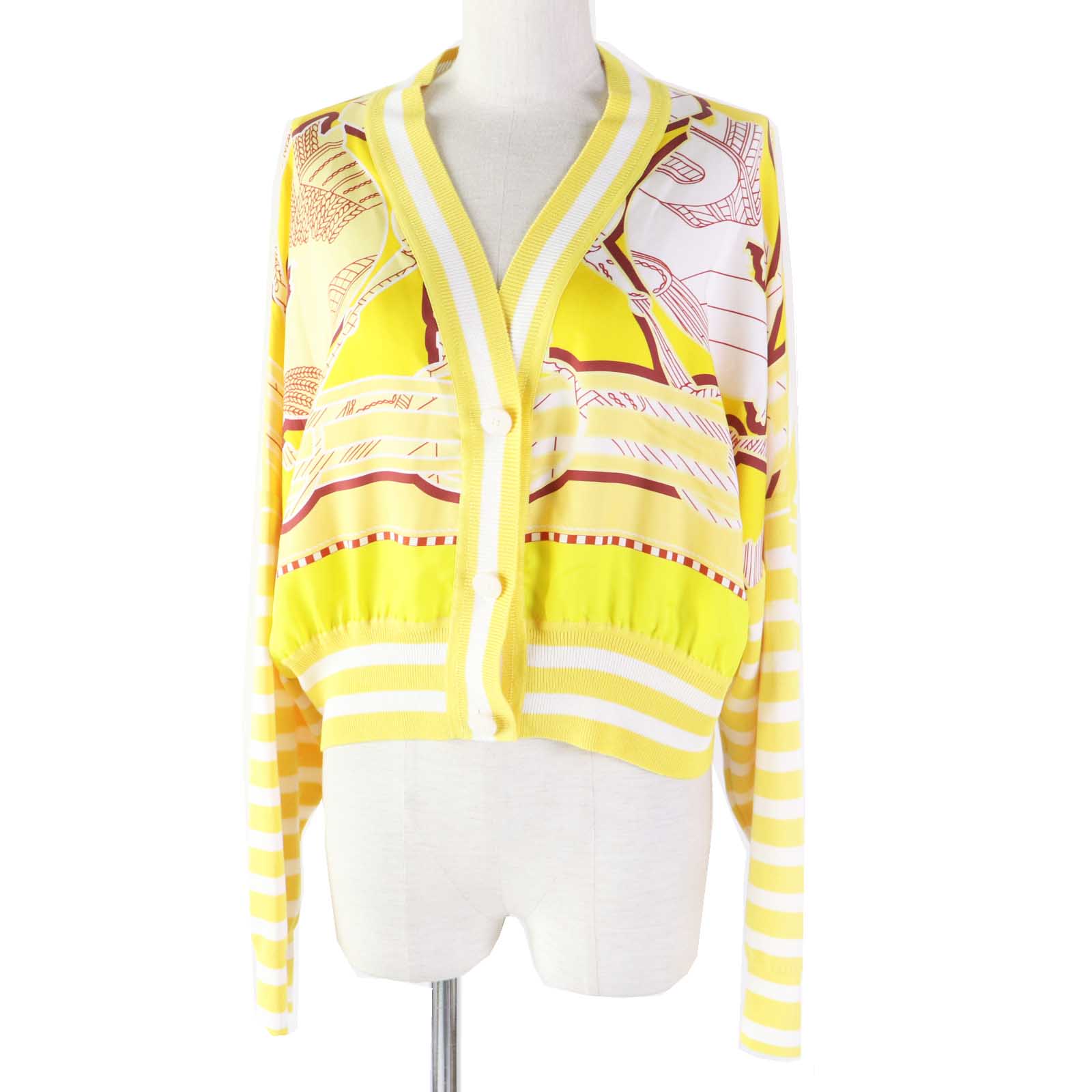 Hermes Silk Rayon Cardigan 40 Yellow