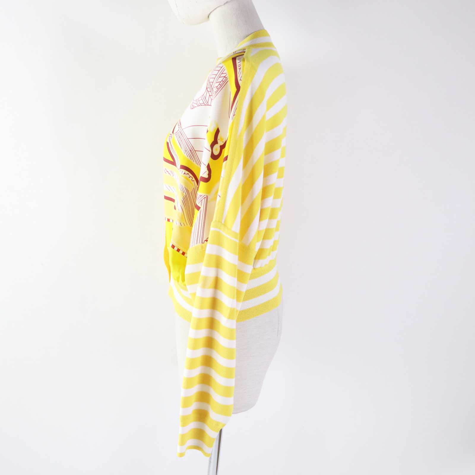 Hermes Silk Rayon Cardigan 40 Yellow