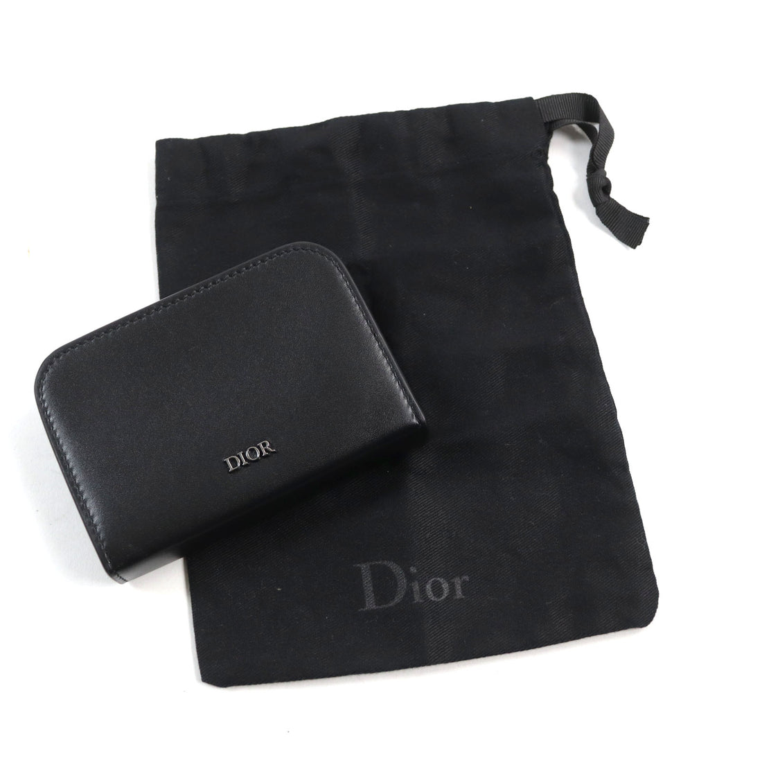 Dior Leather Card Case Coin Pocket Black