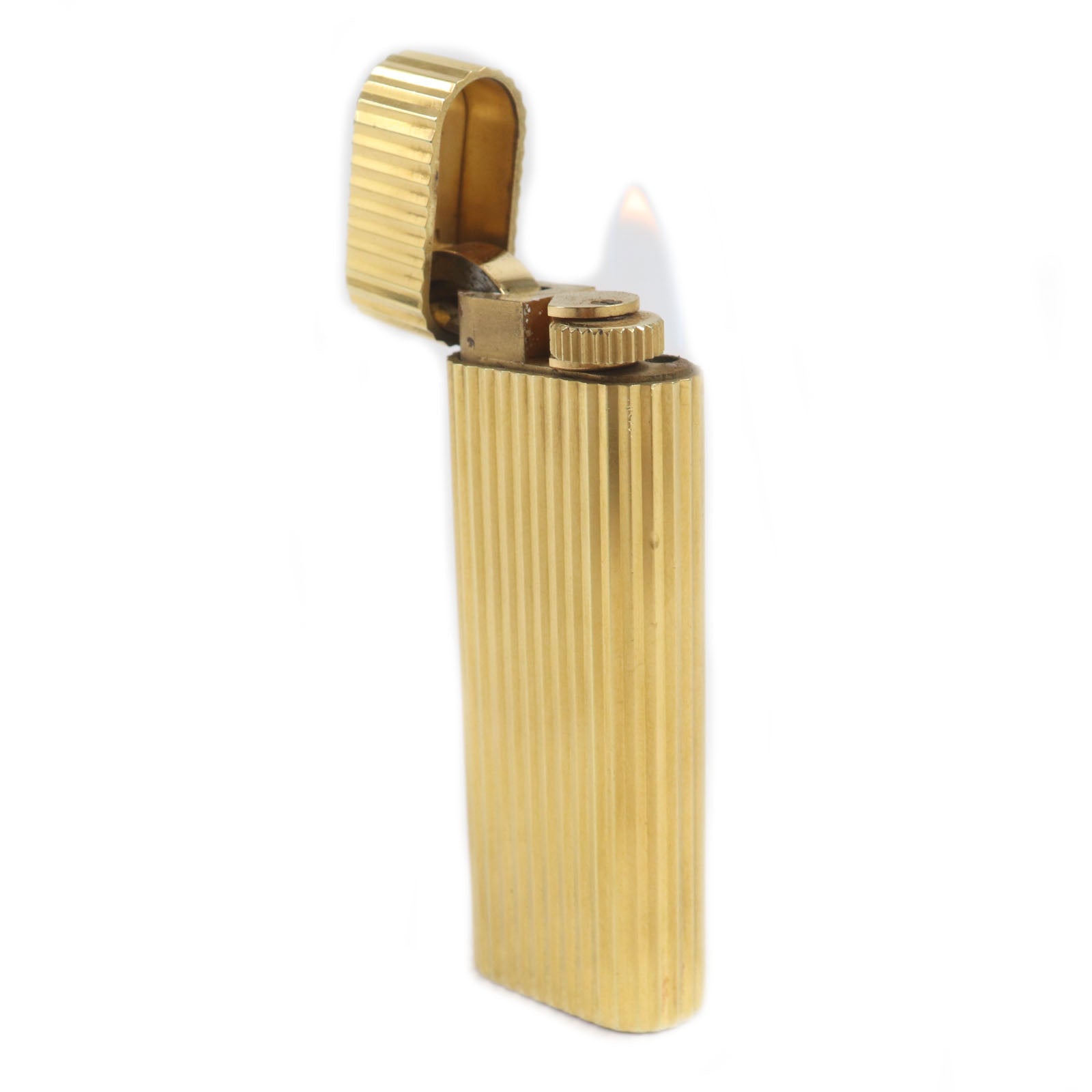 Cartier Oval Stripe Gas Lighter Gold