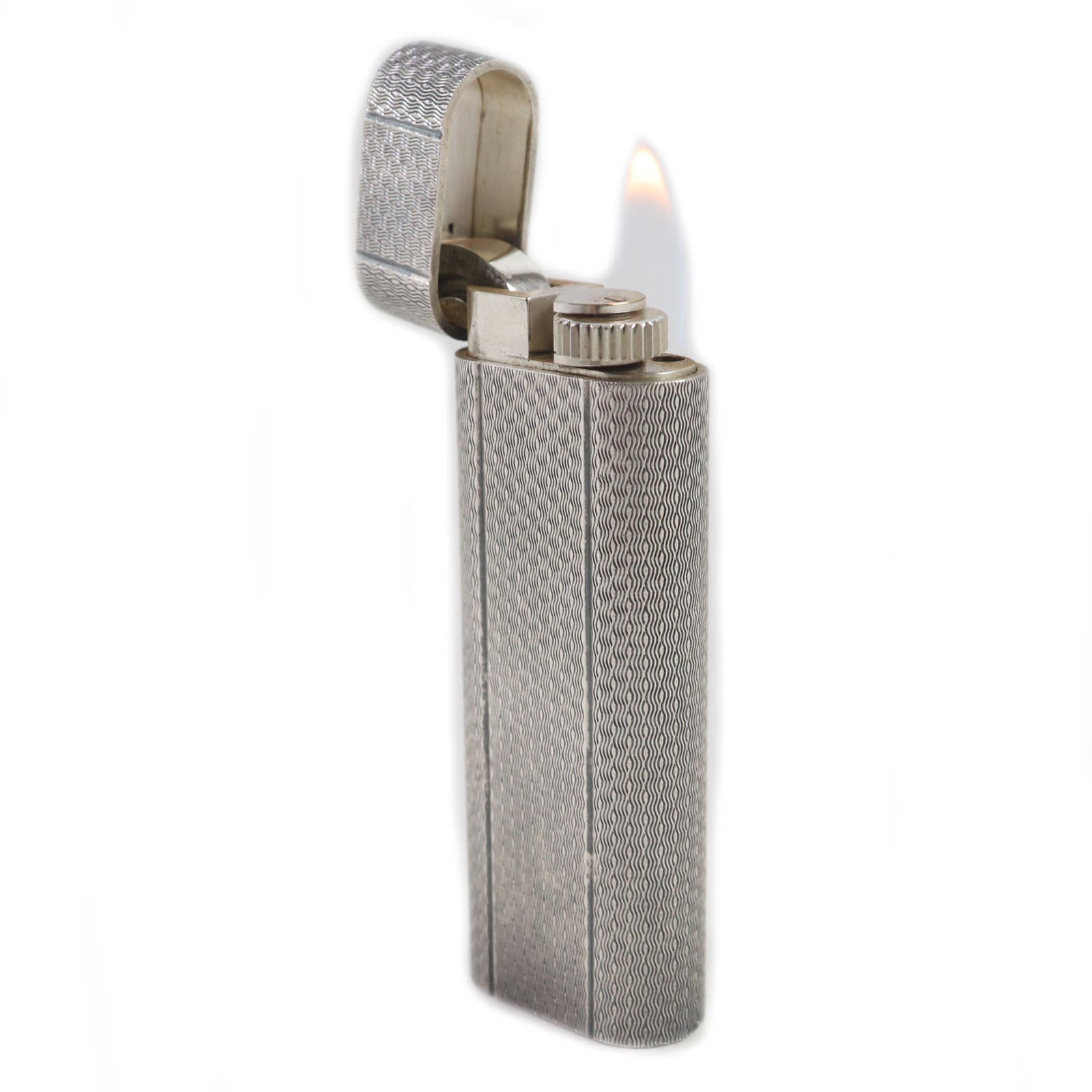 Cartier Silver Oval Pattern Gas Lighter