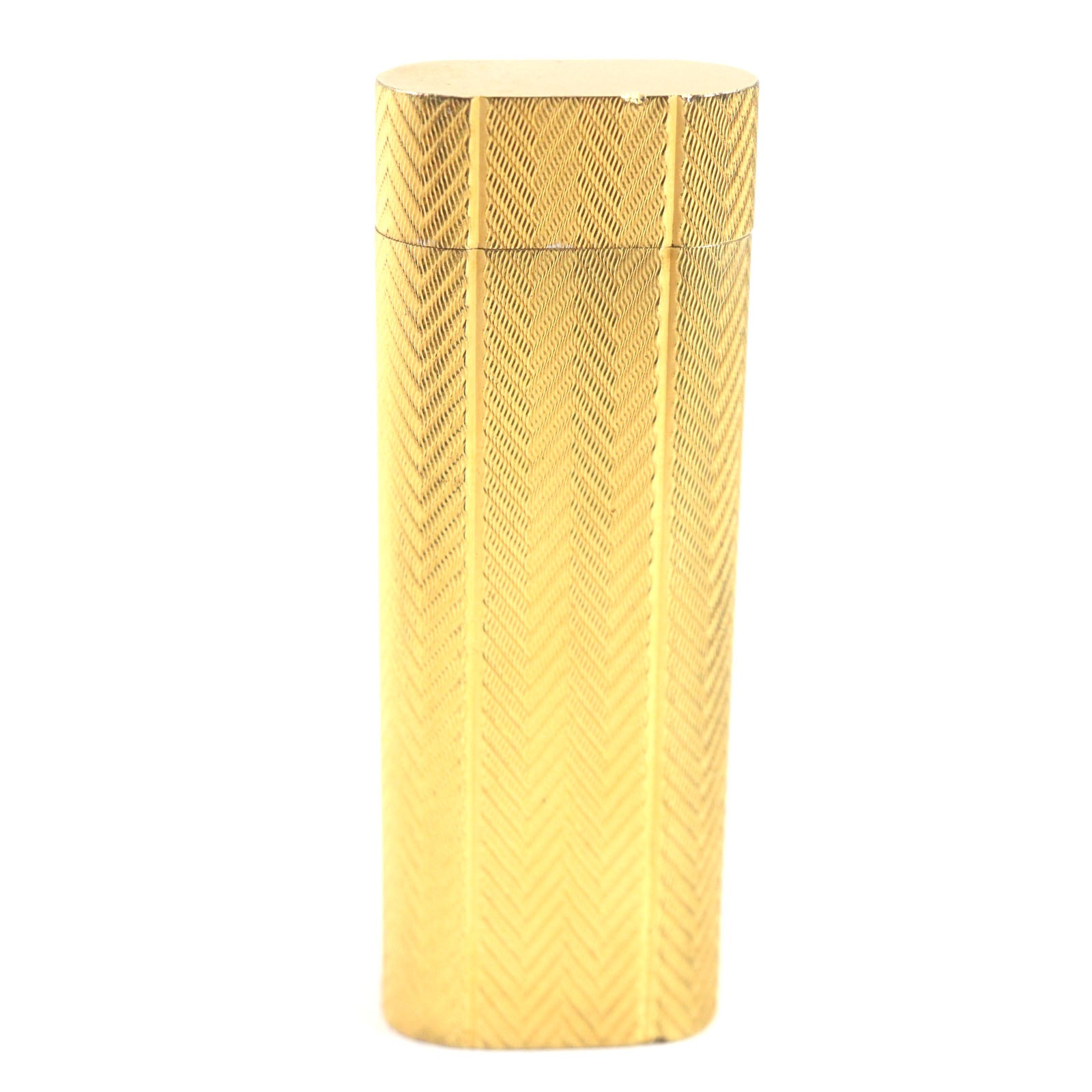 Cartier Oval Herringbone Gas Lighter Gold