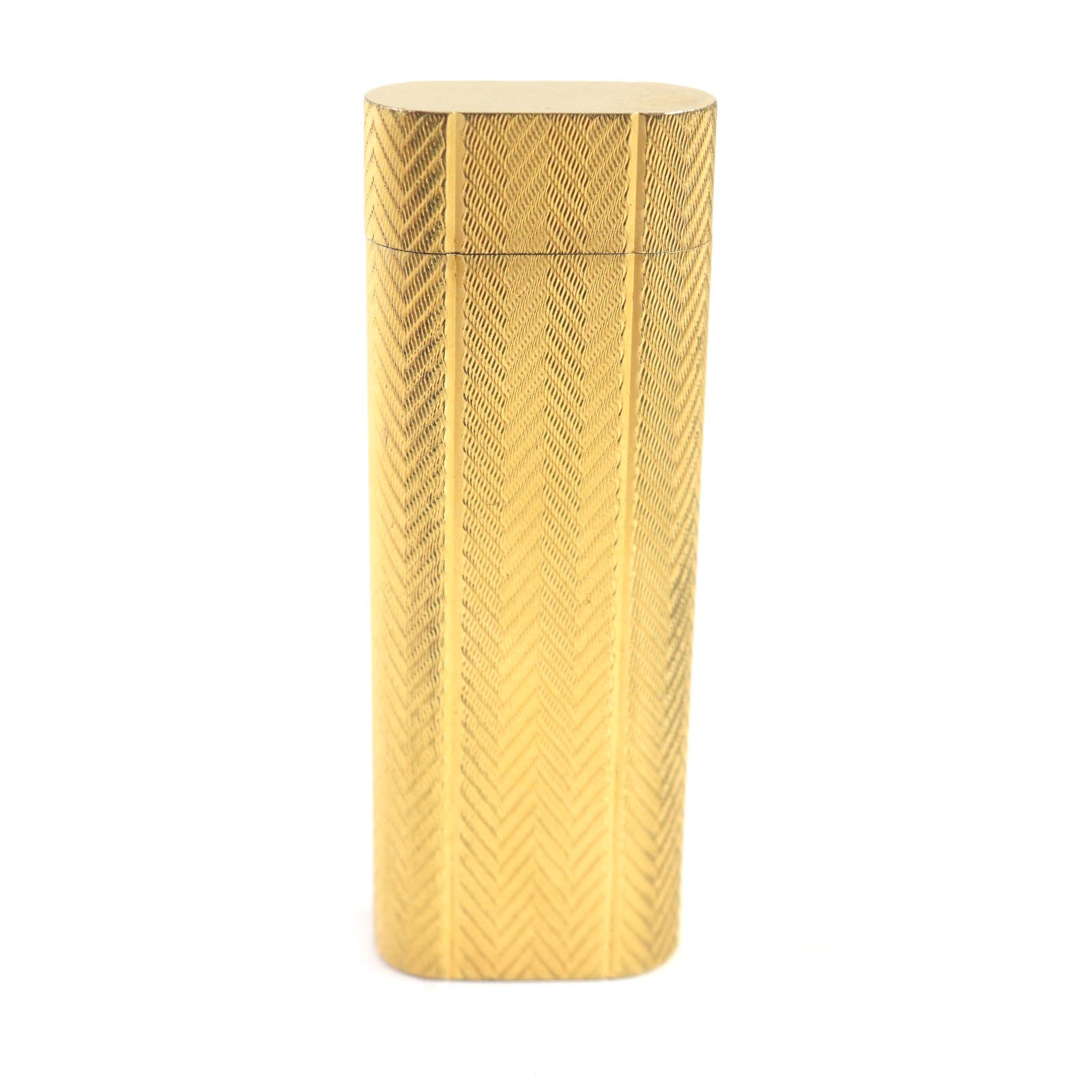 Cartier Oval Herringbone Gas Lighter Gold