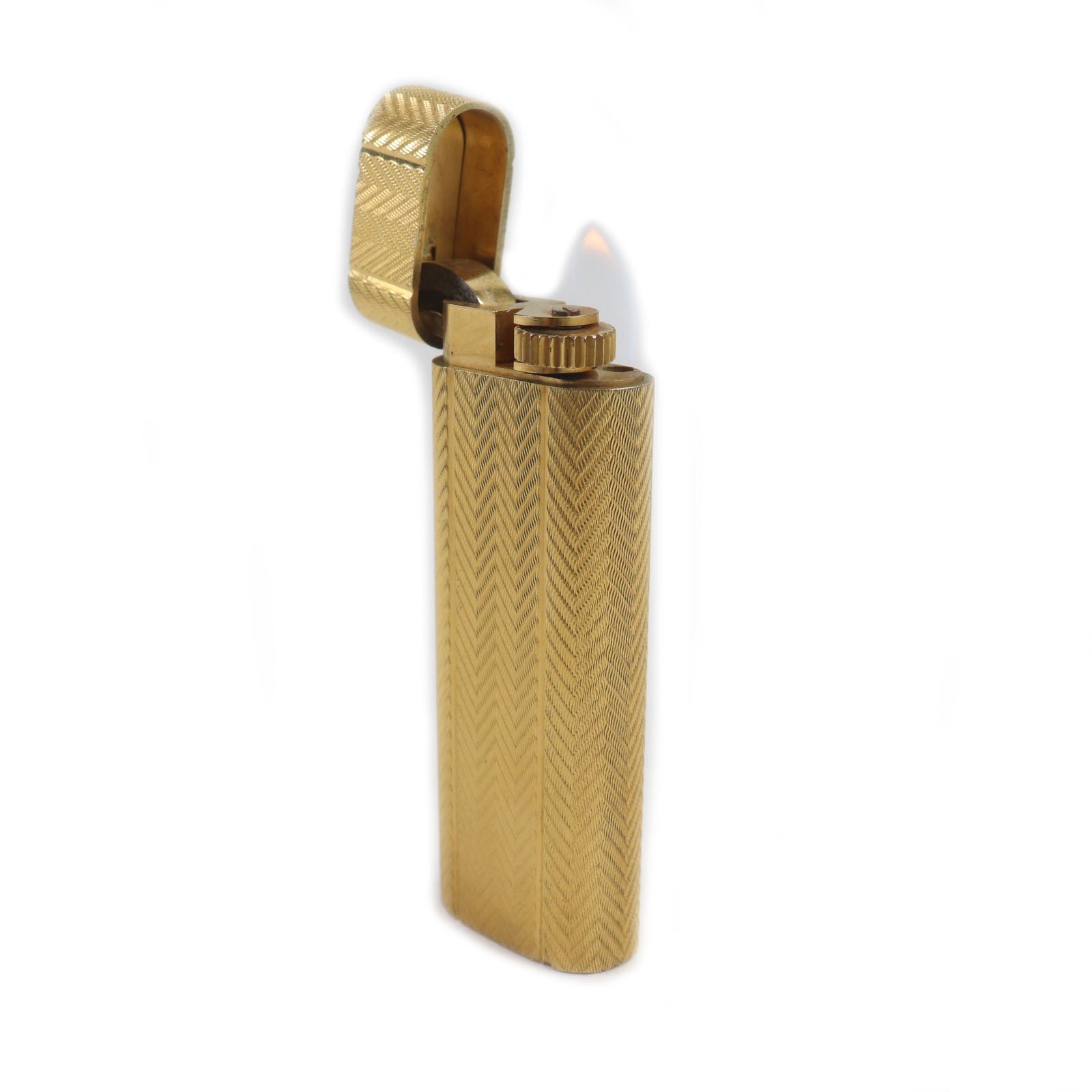 Cartier Oval Herringbone Gas Lighter Gold