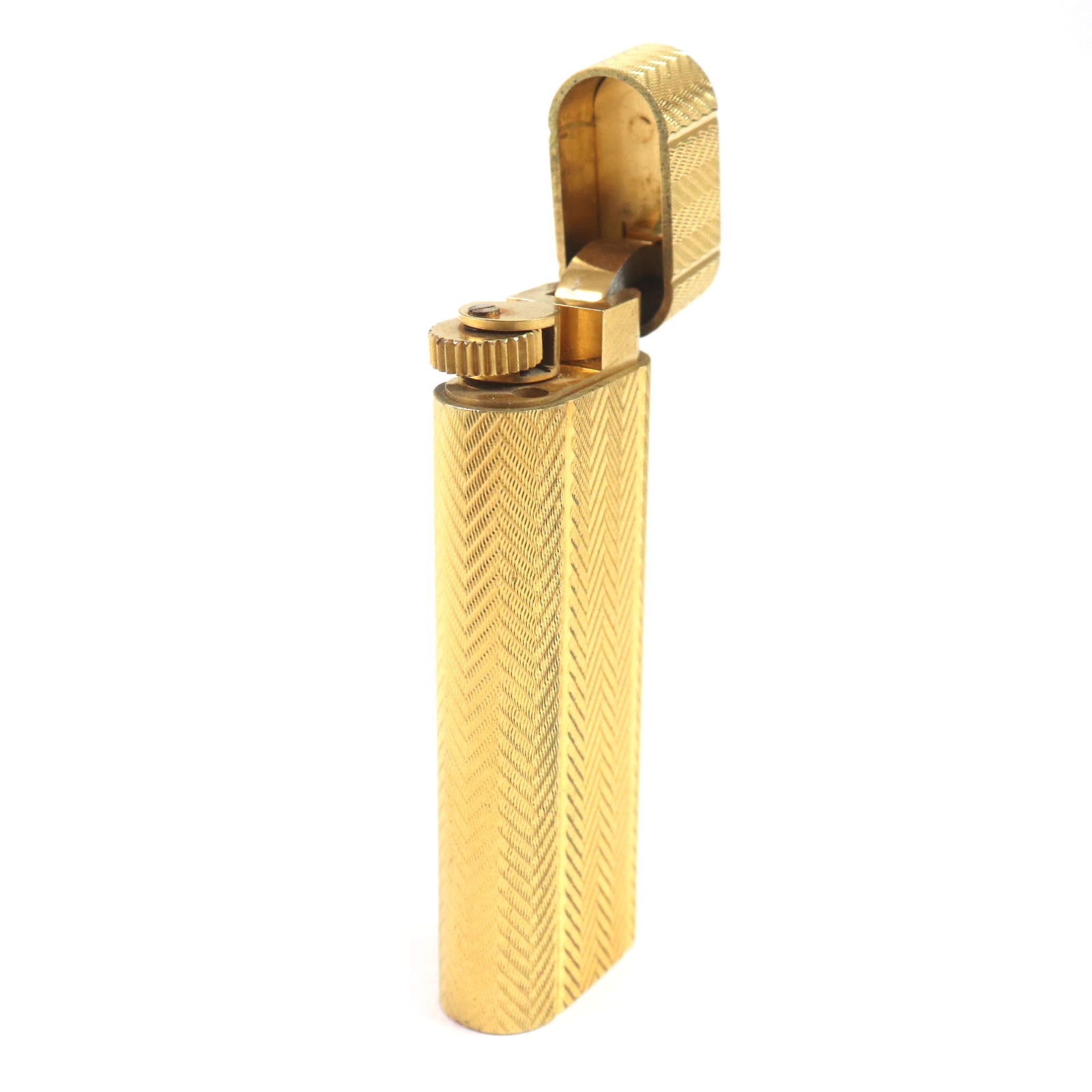 Cartier Oval Herringbone Gas Lighter Gold