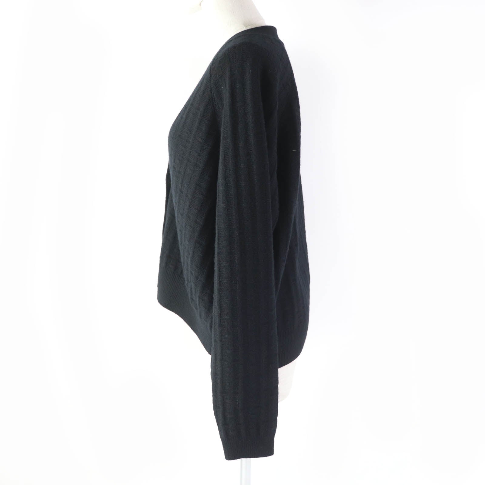 Hermes Wool H-Pattern Knit Cardigan Black