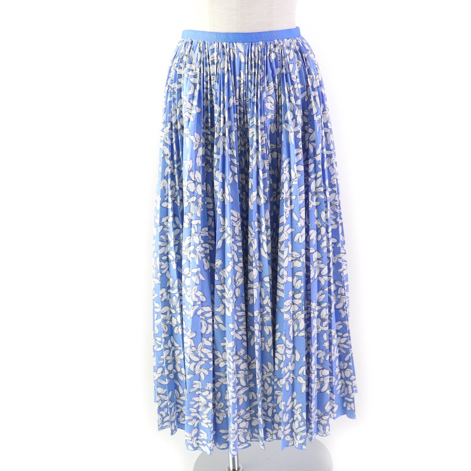 Floral Pleated Long Skirt, Polyester Cotton, Women