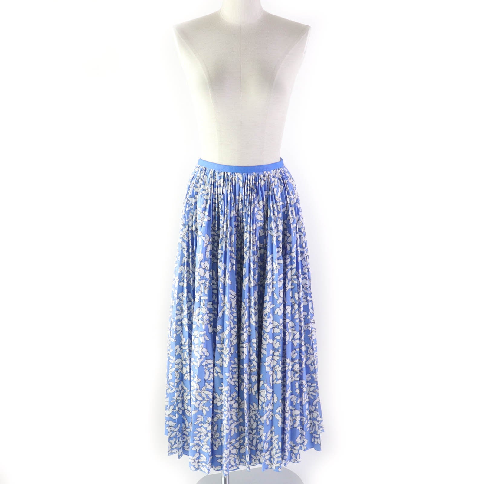 Floral Pleated Long Skirt, Polyester Cotton, Women