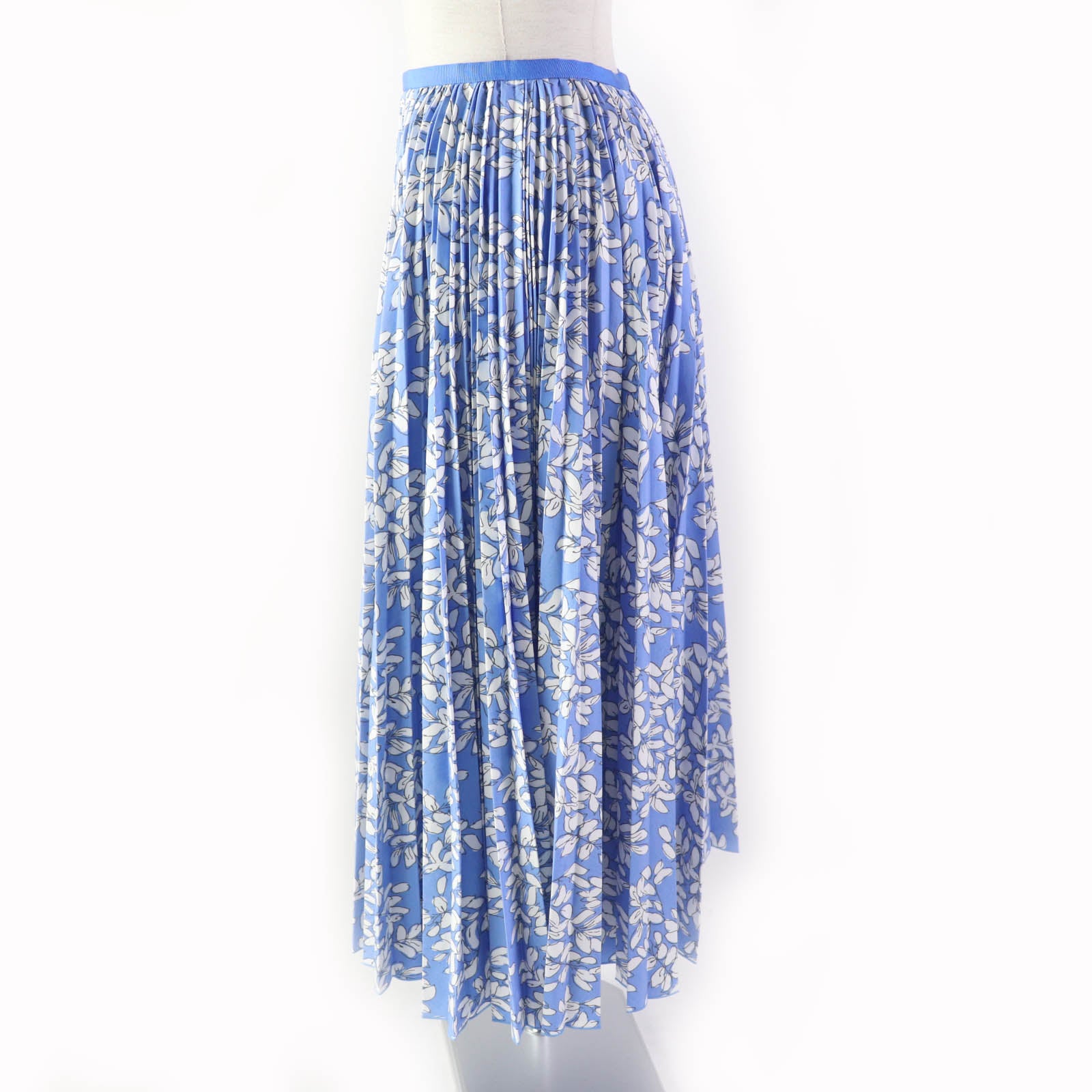 Floral Pleated Long Skirt, Polyester Cotton, Women