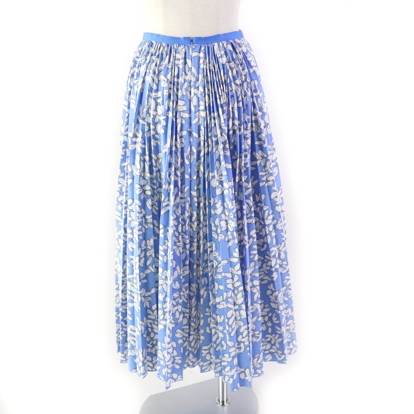 Floral Pleated Long Skirt, Polyester Cotton, Women