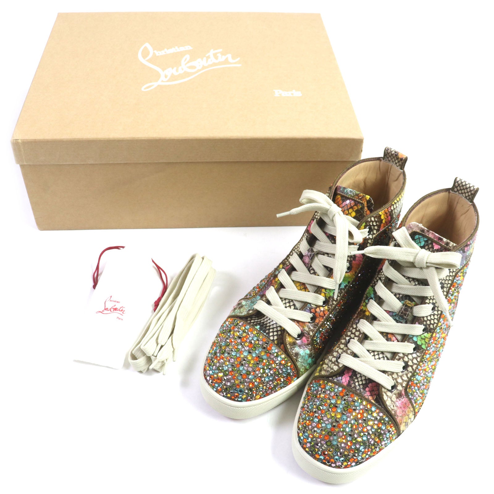 Christian Louboutin Swarovski Python Leather Sneakers