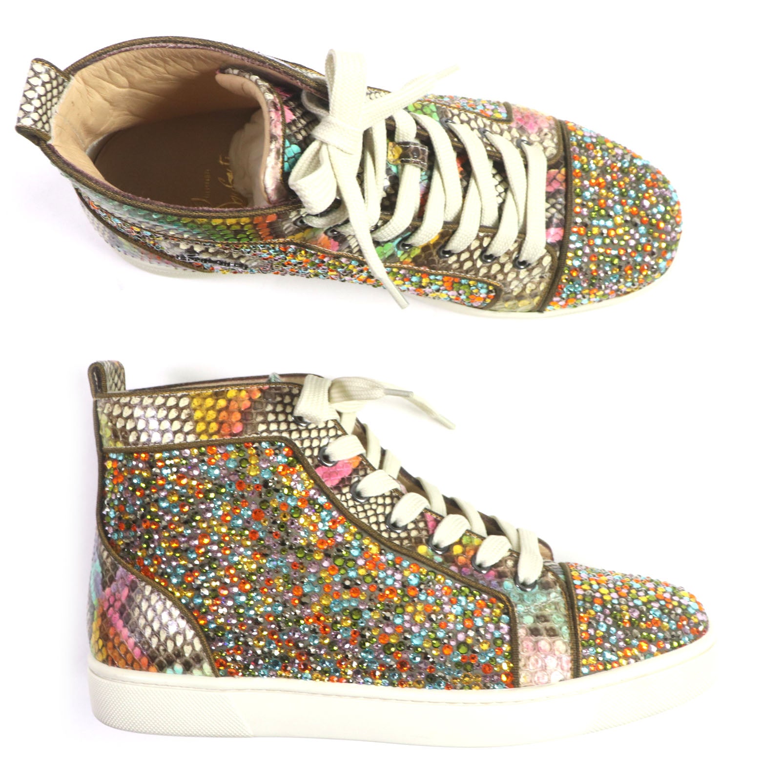 Christian Louboutin Swarovski Python Leather Sneakers