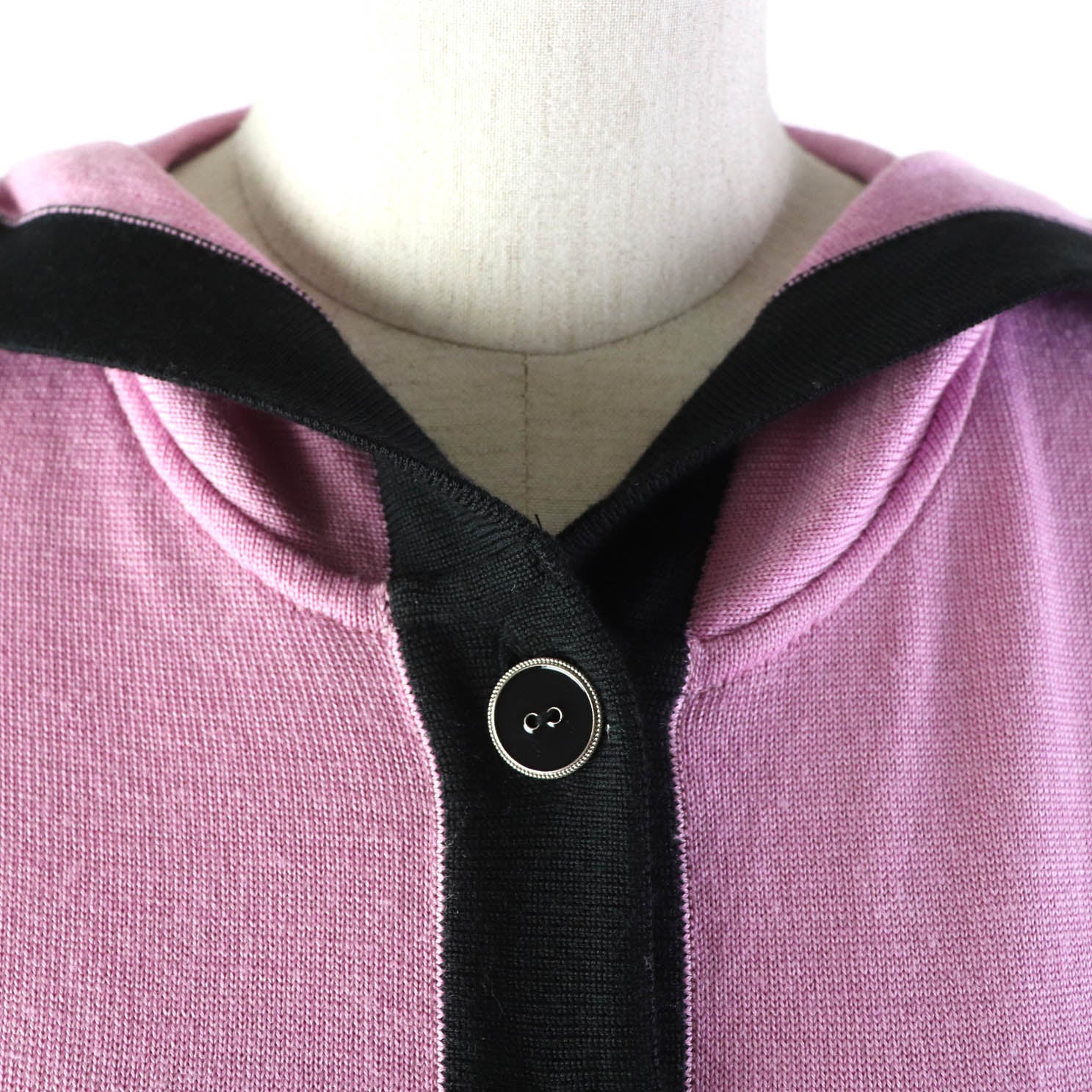 Wool Silk Hooded Knit Parker Dusty Rose