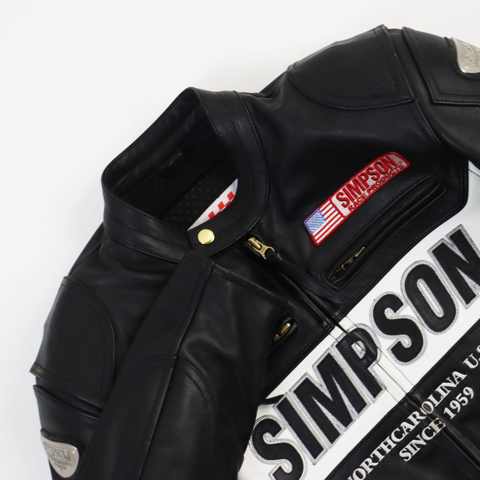 SIMPSON Leather Polyester Riding Jacket Black M