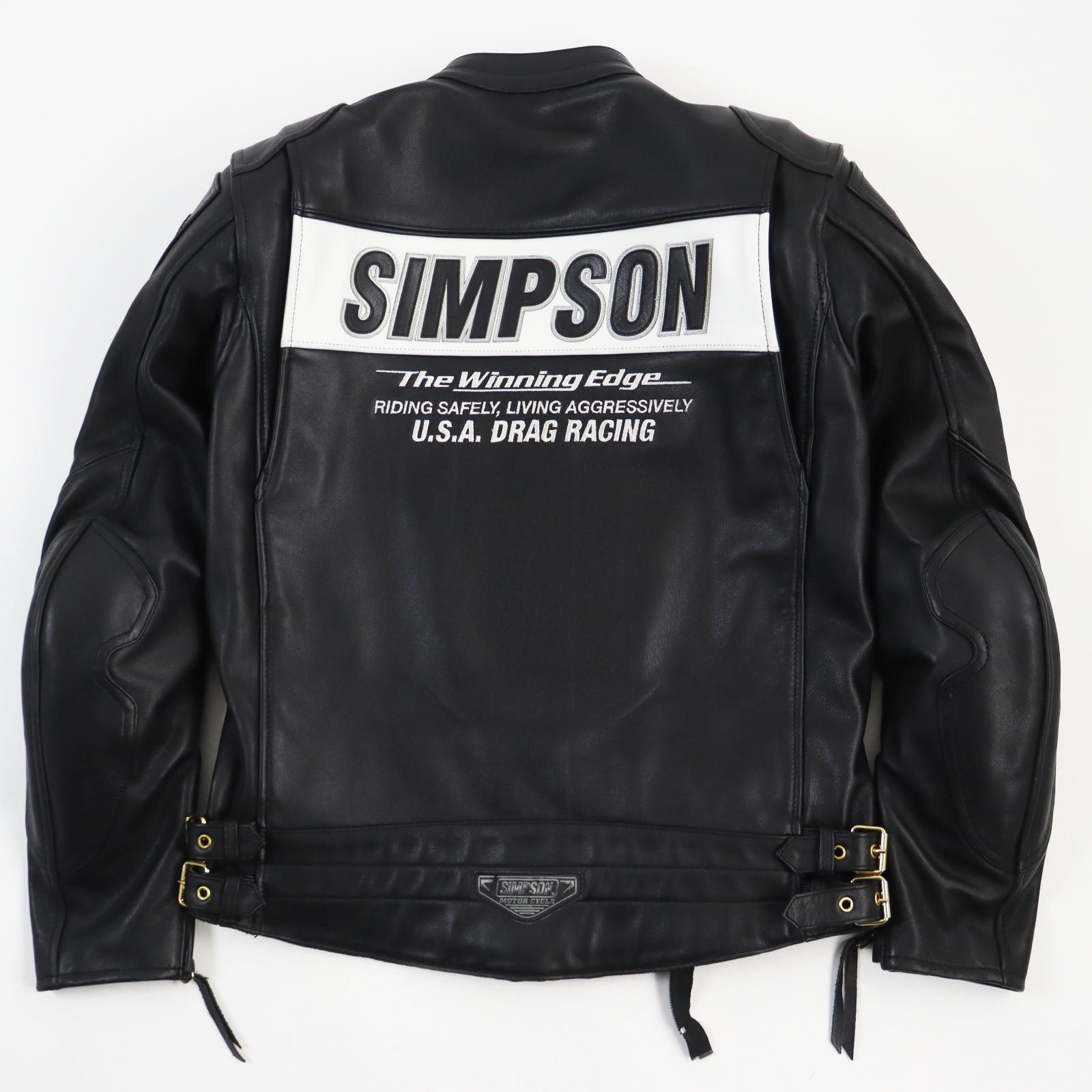 SIMPSON Leather Polyester Riding Jacket Black M