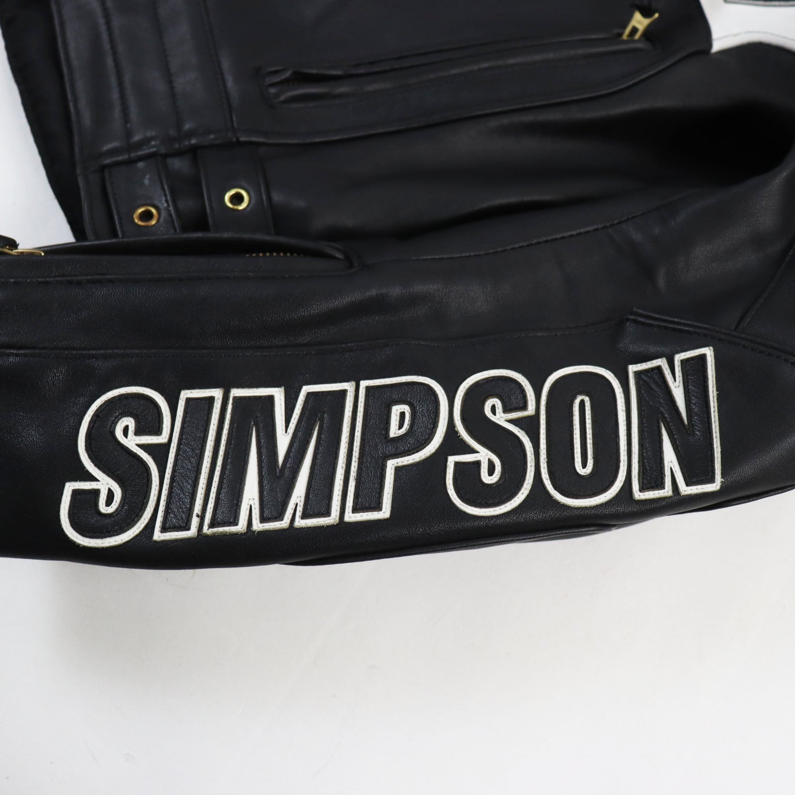 SIMPSON Leather Polyester Riding Jacket Black M