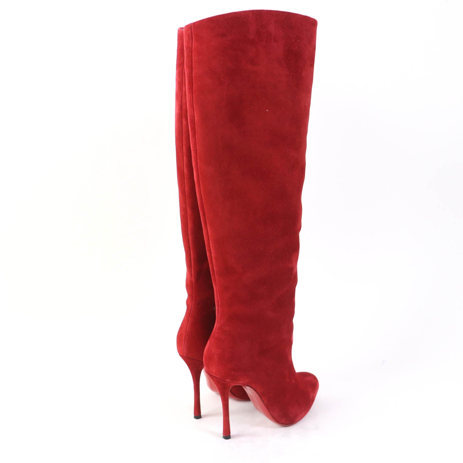 Christian Louboutin Suede Knee-high Boots Red 35