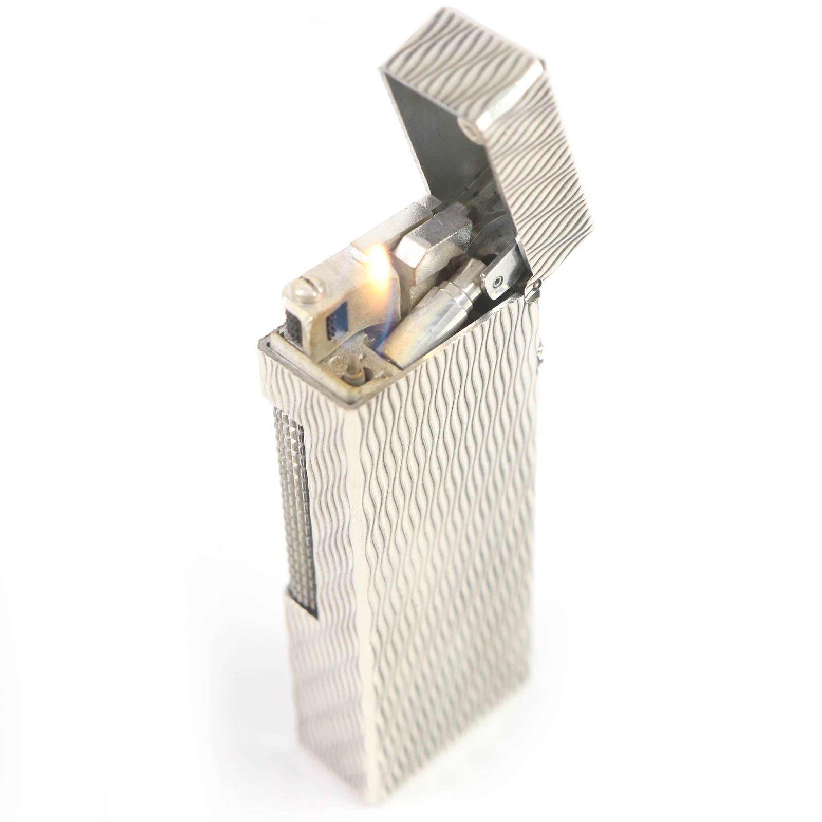 Dunhill Wave Pattern Gas Lighter Silver