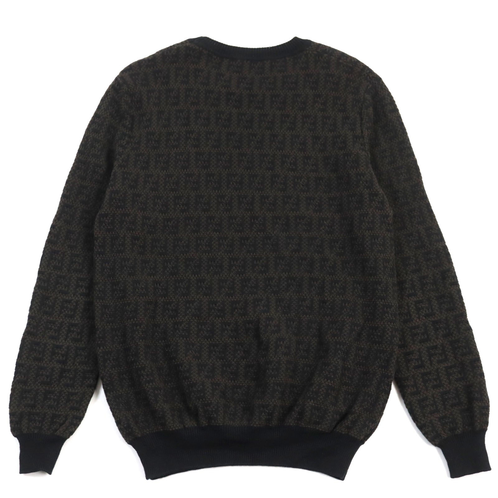 Fendi FF Logo Knit Pullover Wool Cotton Brown