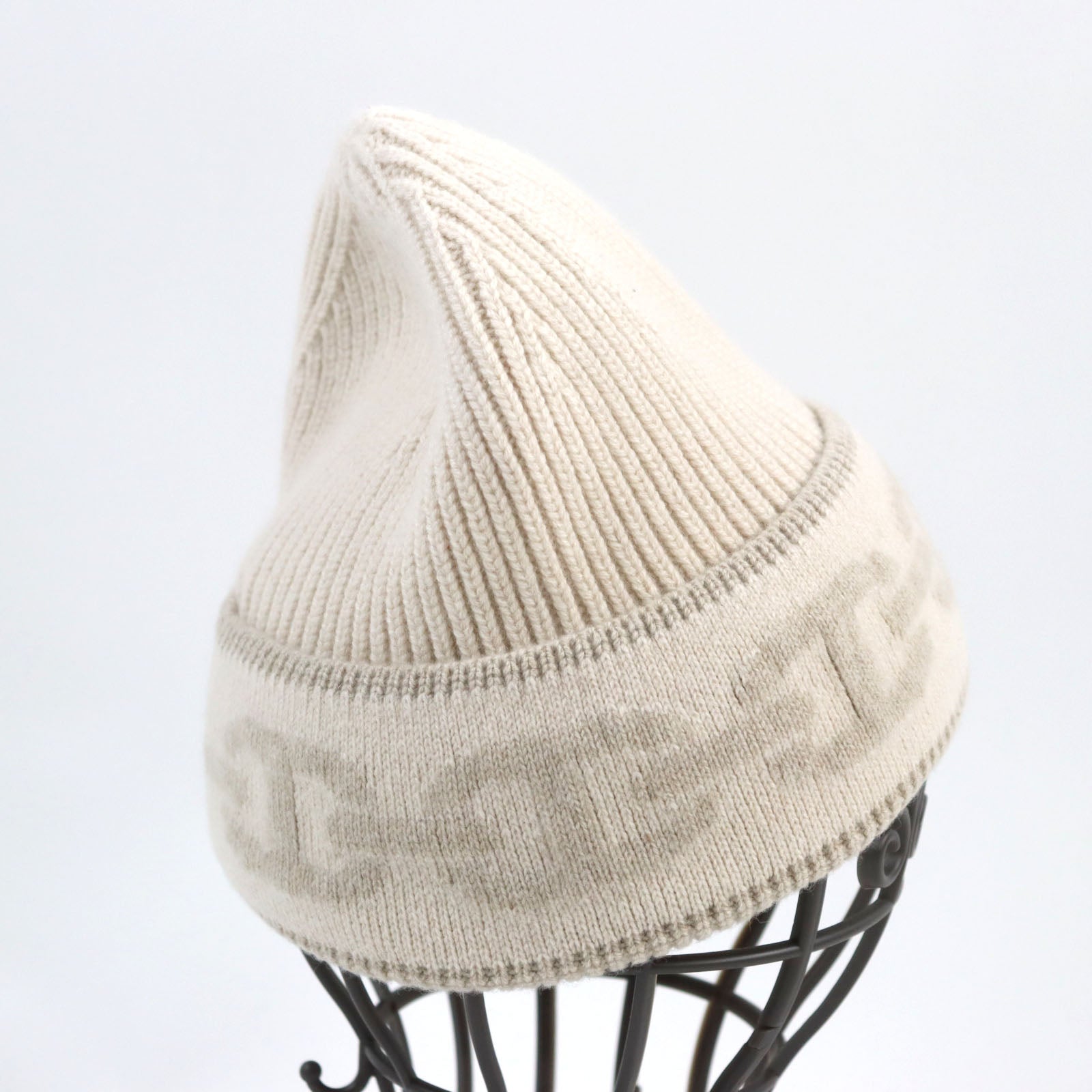 Hermes Cashmere Knit Hat Beige M