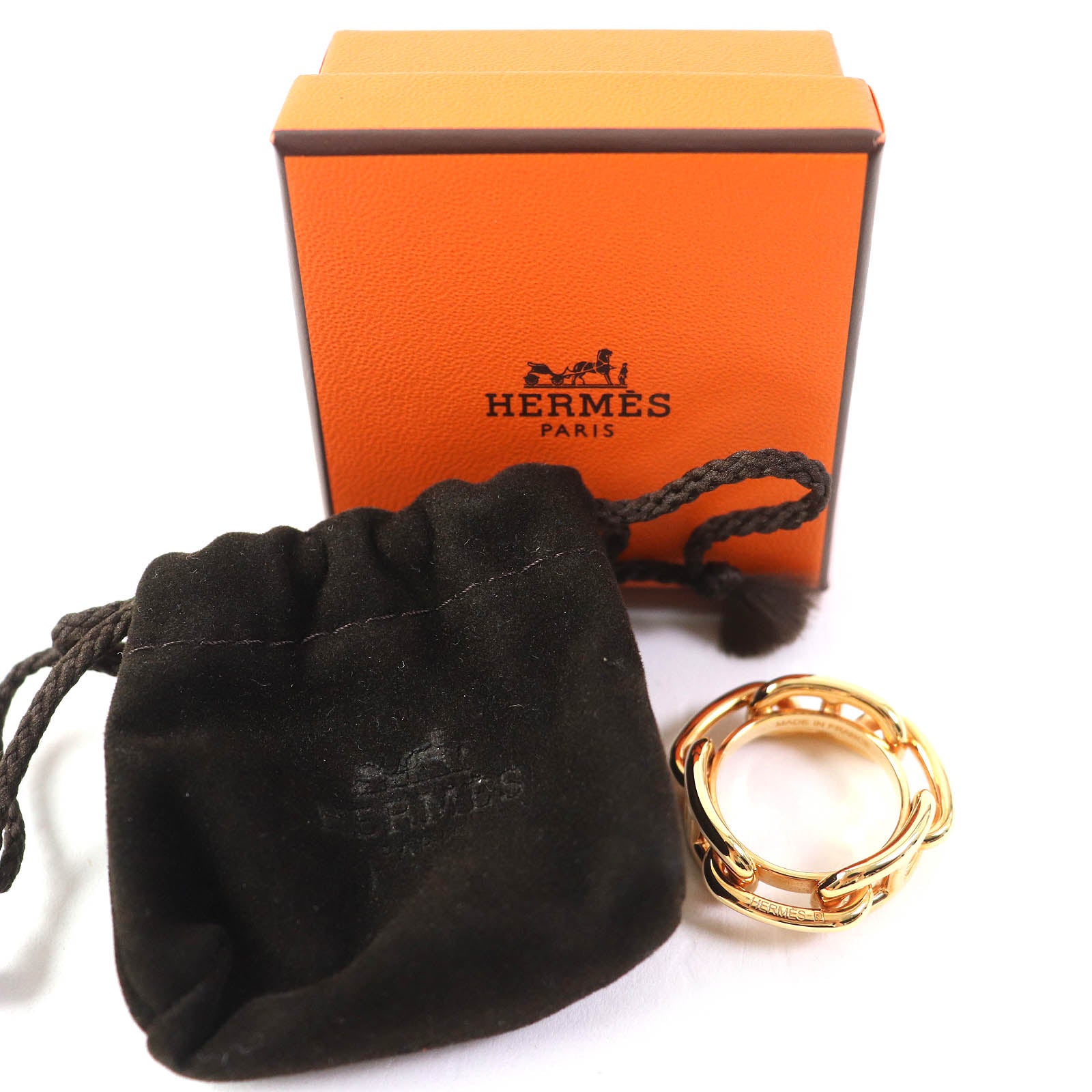 Hermes Gold Plated Scarf Ring