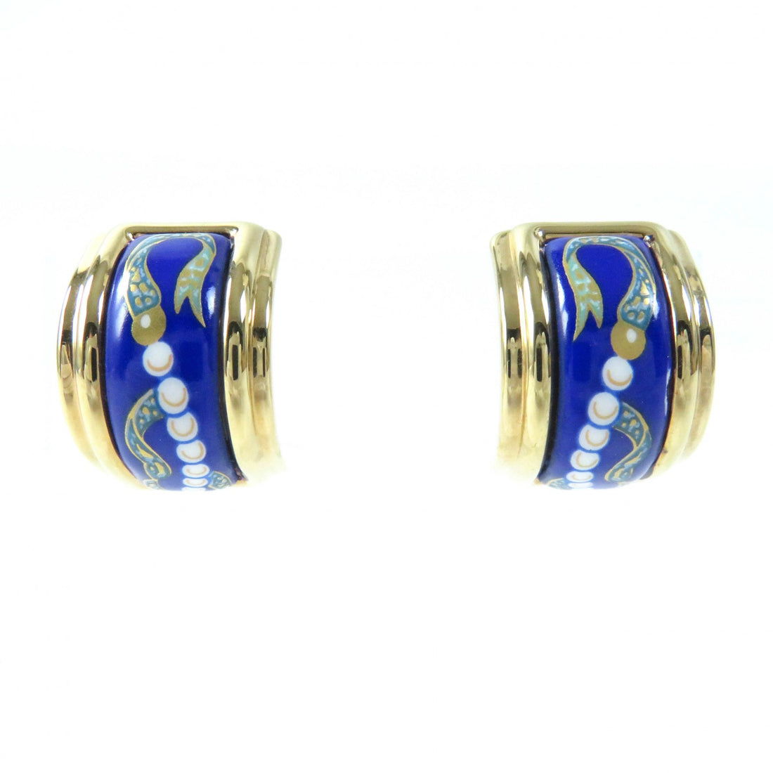 HERMES Emile Cloisonne Earring Blue