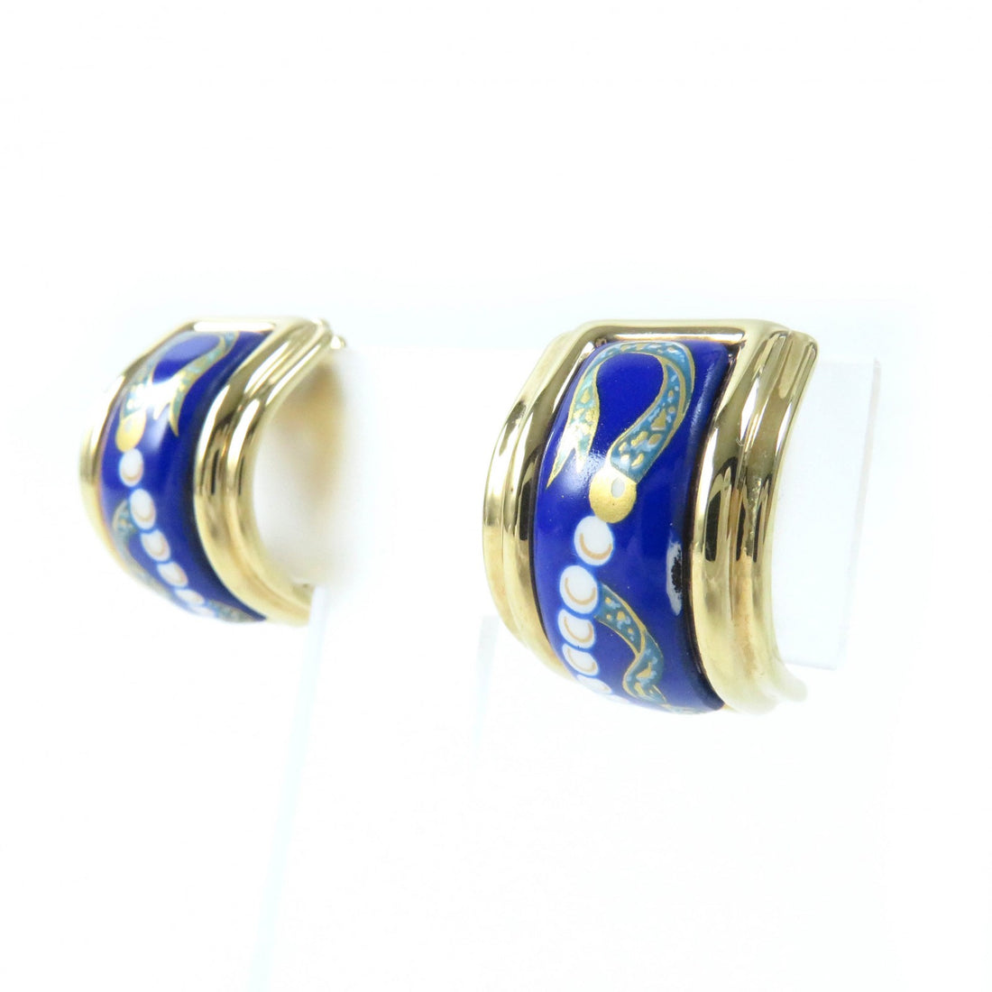 HERMES Emile Cloisonne Earring Blue