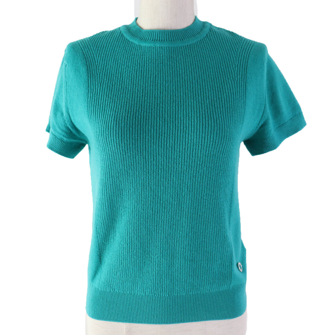 Hermes Cashmere Short Sleeve Knit Green 36 Women