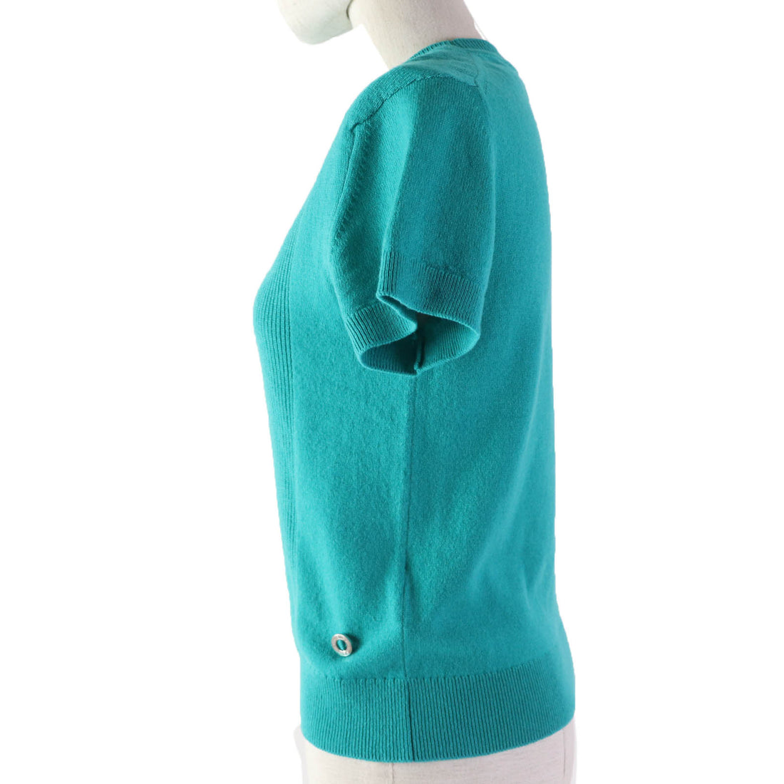 Hermes Cashmere Short Sleeve Knit Green 36 Women