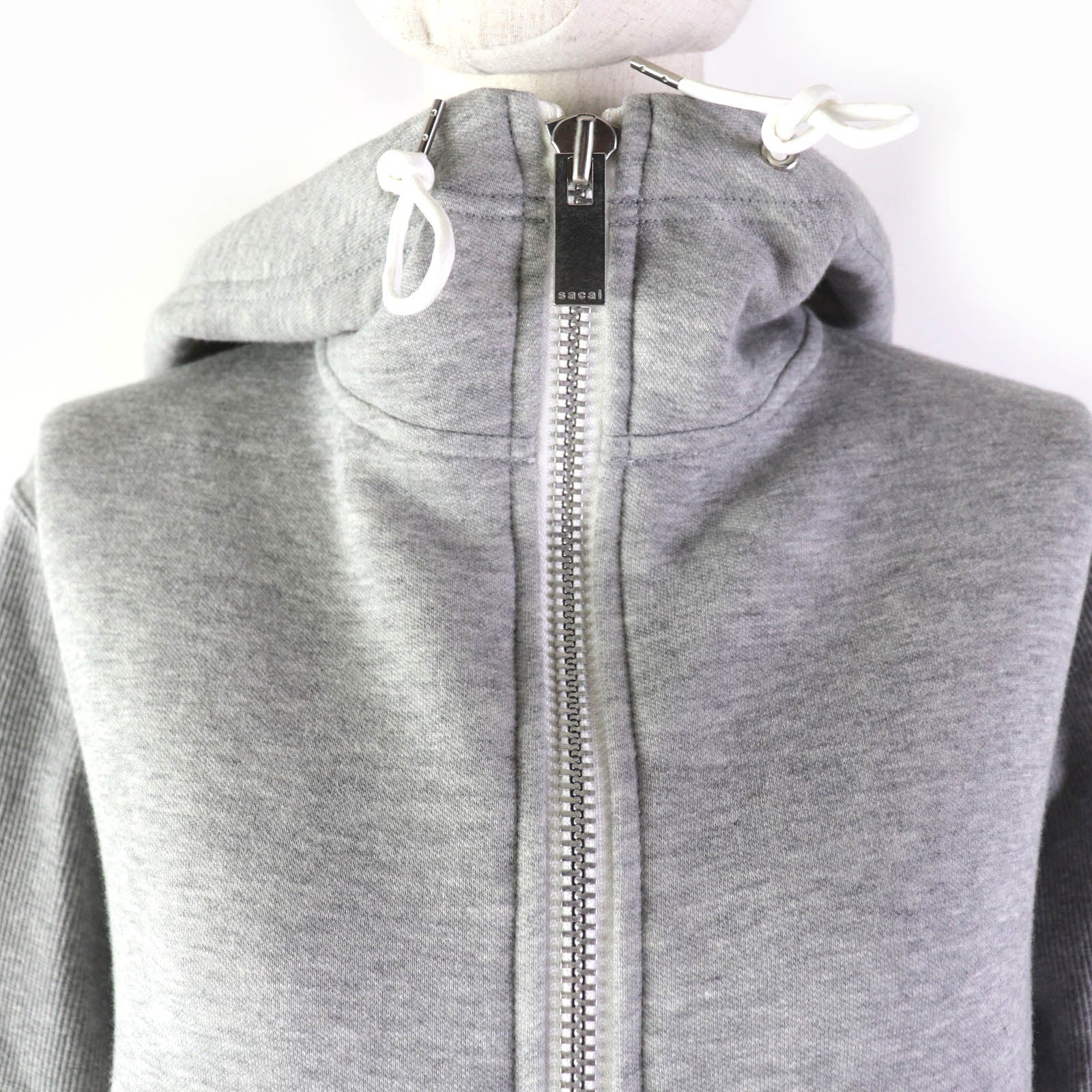 Sacai Cotton Nylon Hooded Sweatshirt Gray