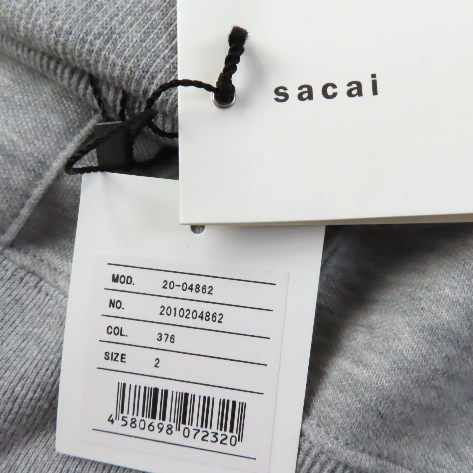 Sacai Cotton Nylon Hooded Sweatshirt Gray