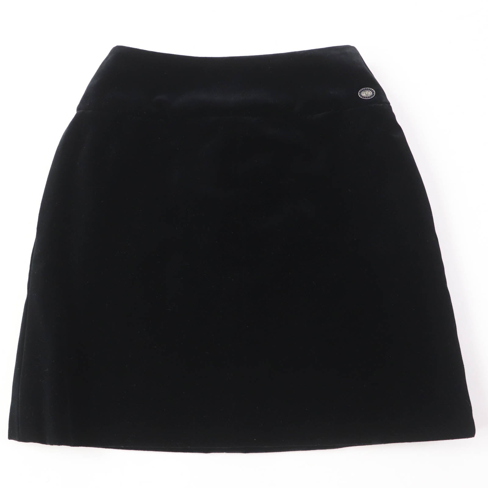 Chanel Cotton Silk COCO Mark Velour Skirt Black