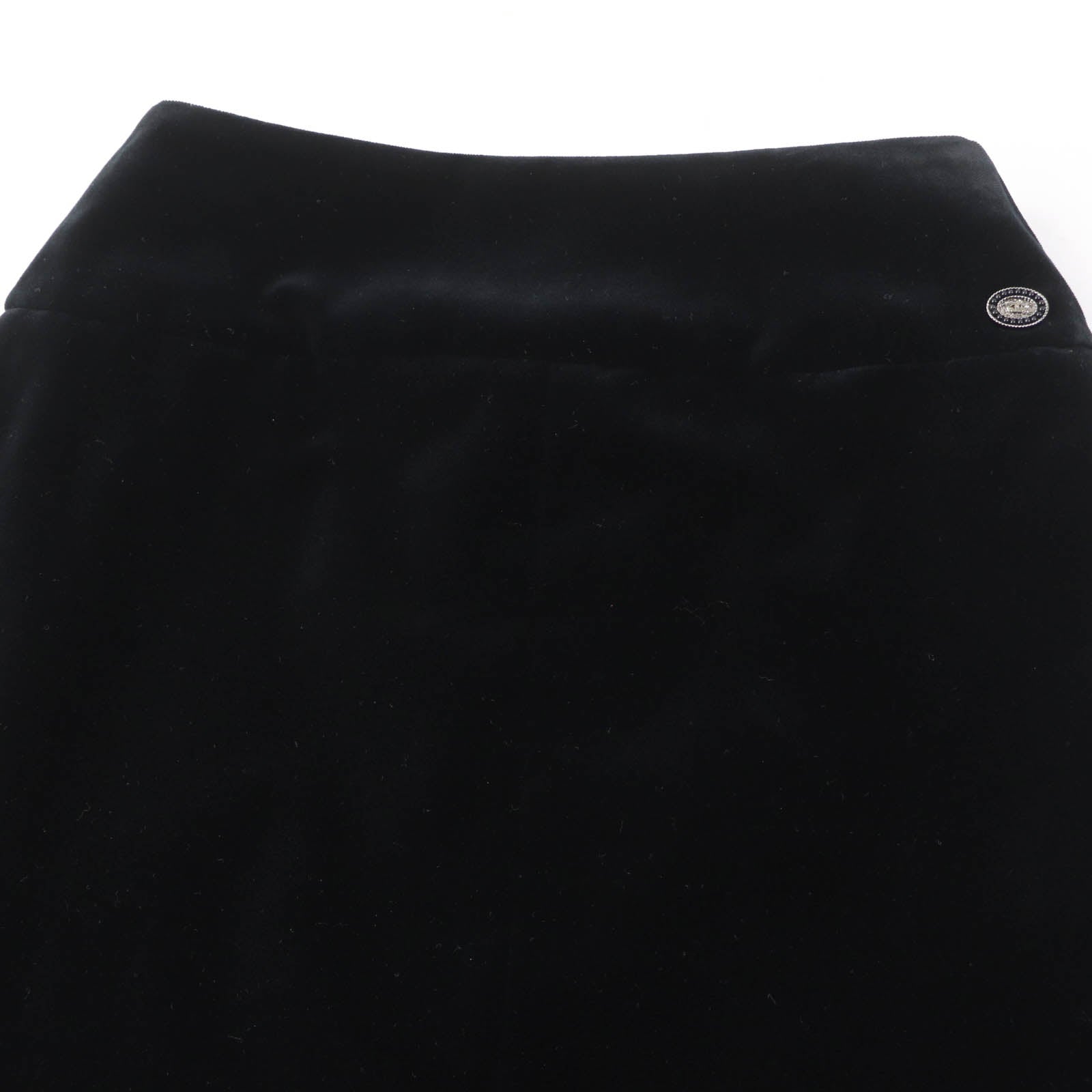 Chanel Cotton Silk COCO Mark Velour Skirt Black