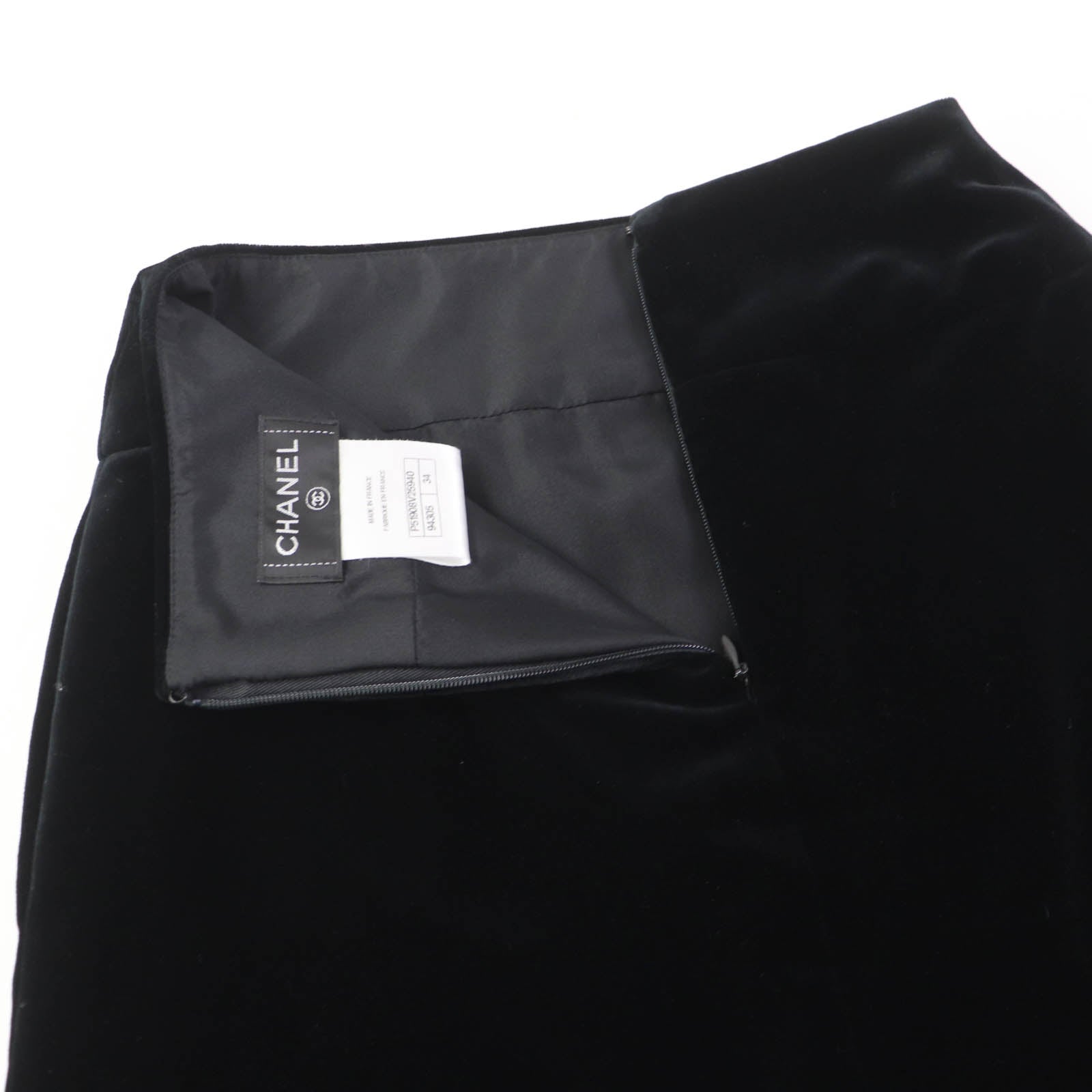 Chanel Cotton Silk COCO Mark Velour Skirt Black