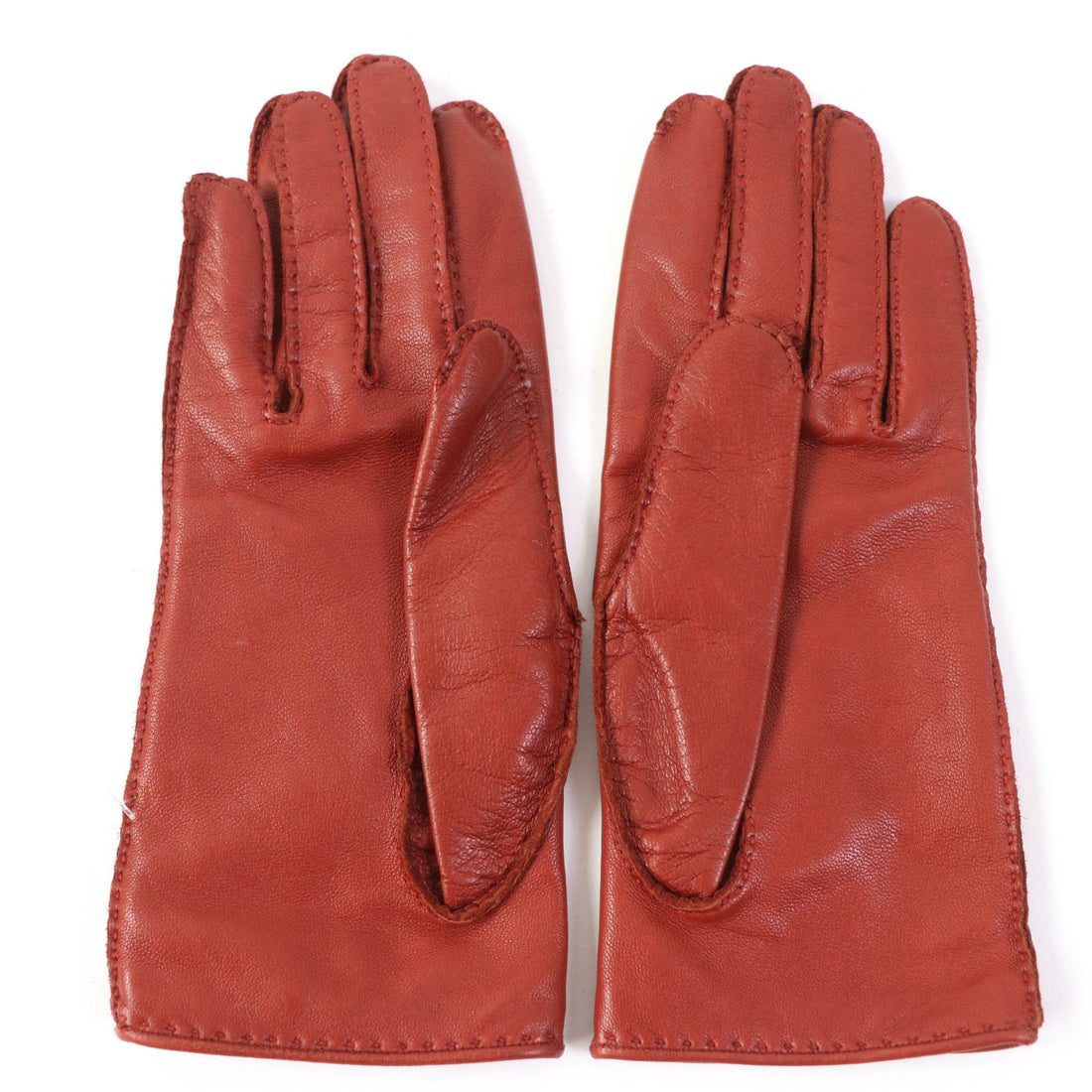 Hermes Lamb Leather Silver Button Gloves 6.5