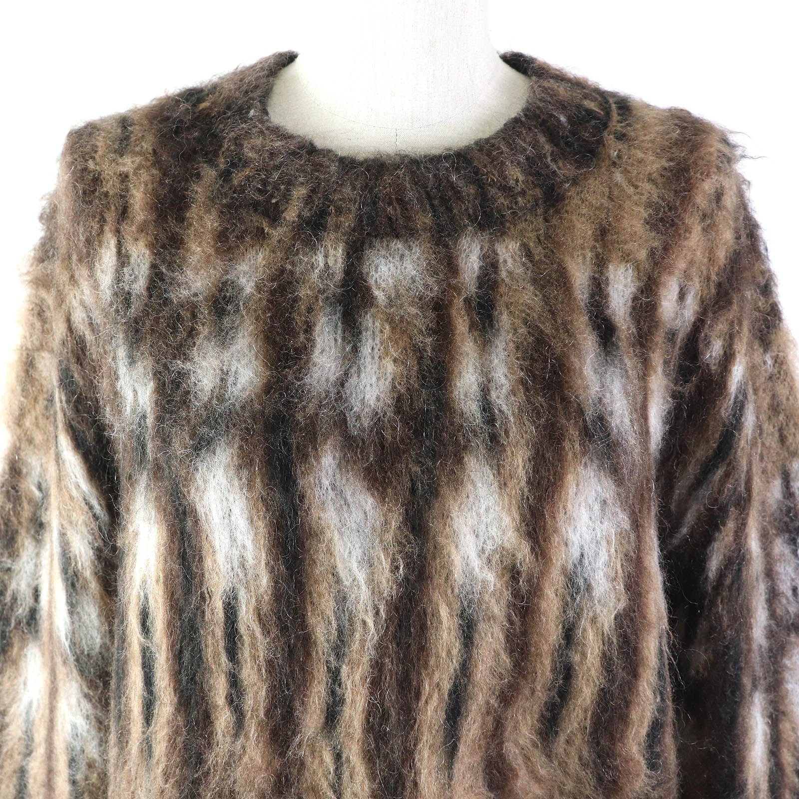 Acne Studios Mohair Blend Jacquard Sweater Brown XS