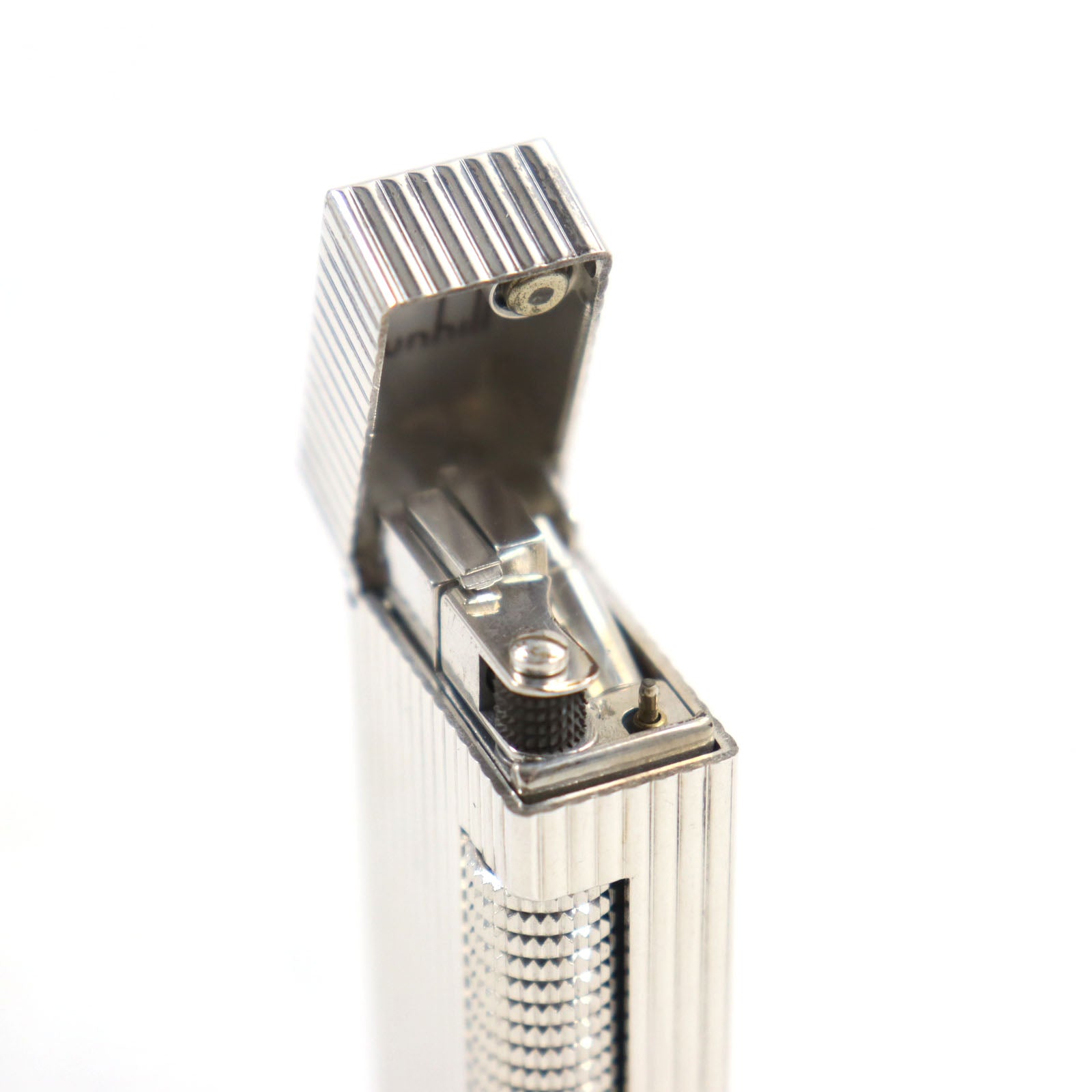 Dunhill Metal Logo Stripe Roller Lighter Silver