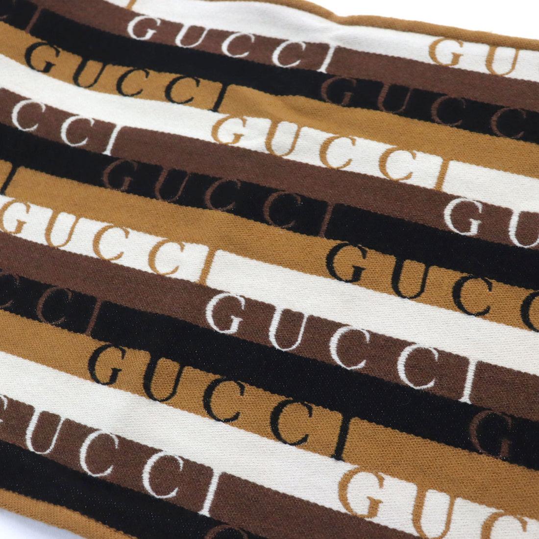 Gucci Wool Cotton Embroidered Logo Scarf