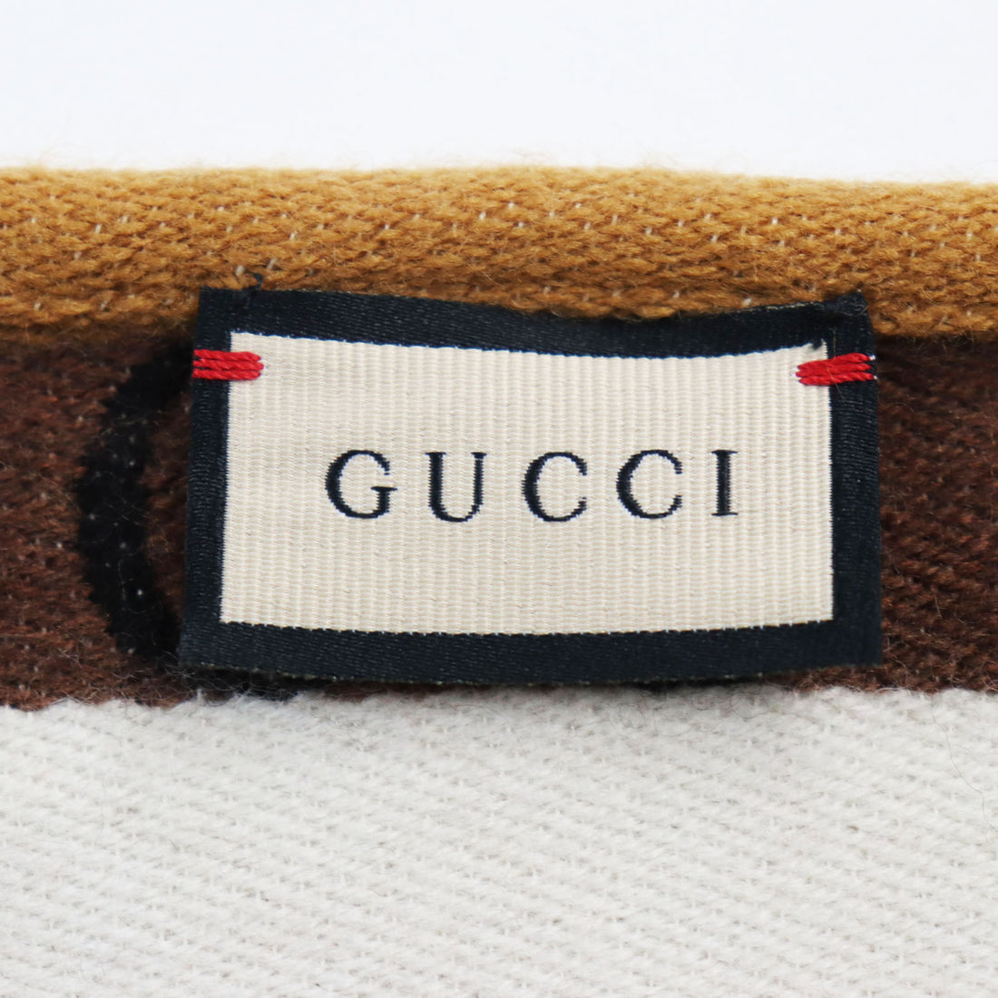 Gucci Wool Cotton Embroidered Logo Scarf