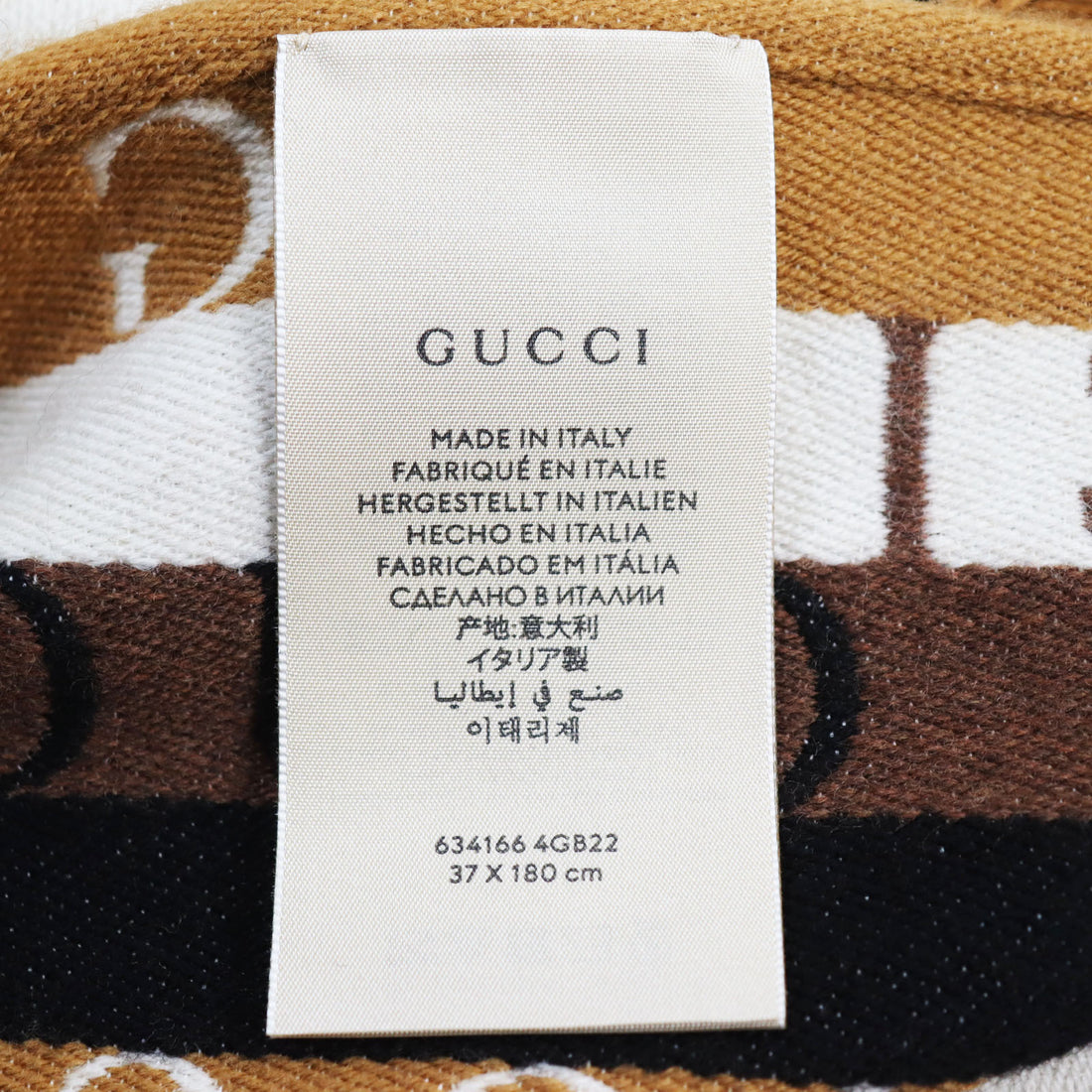 Gucci Wool Cotton Embroidered Logo Scarf