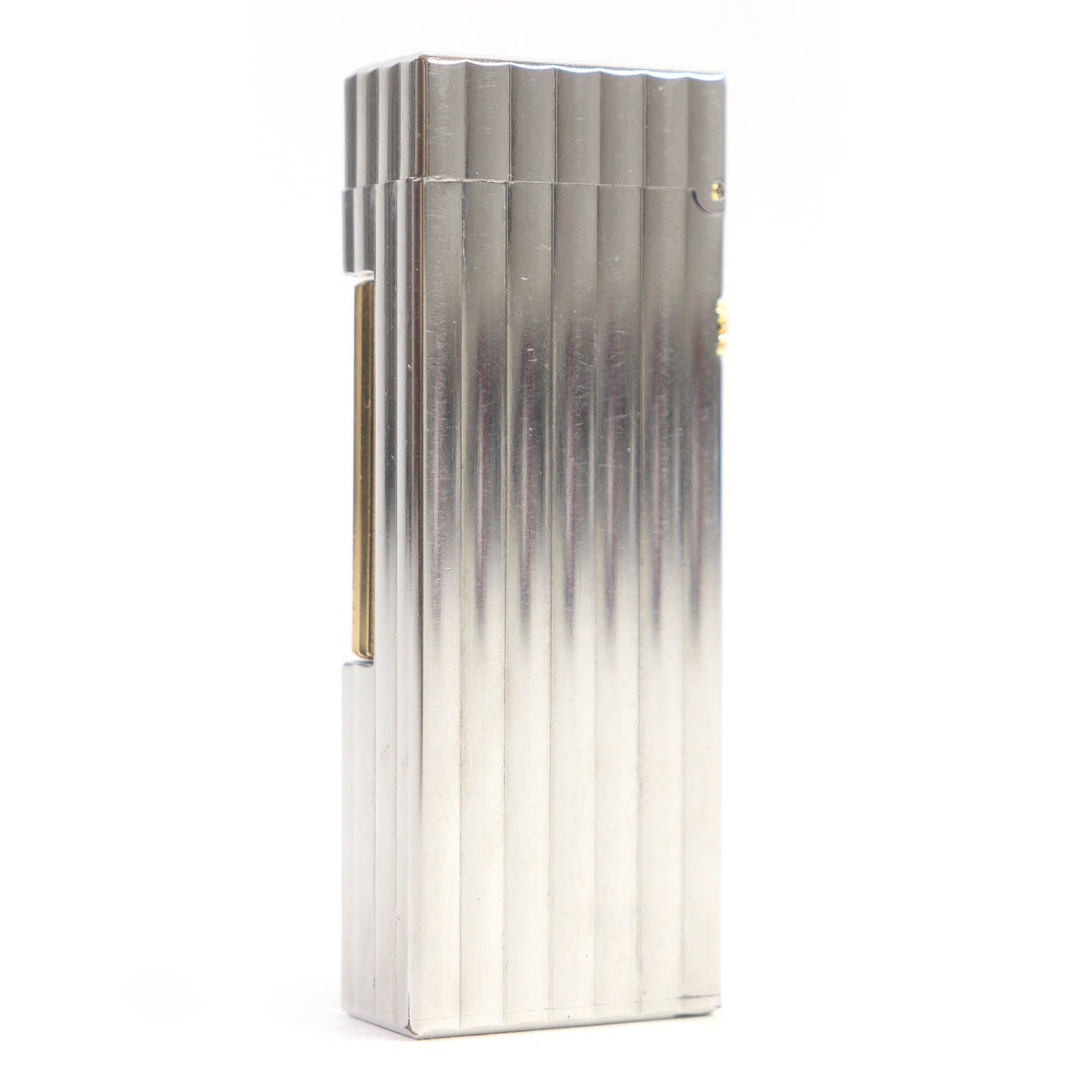 Dunhill Stripe Pattern Gas Lighter Silver Gold