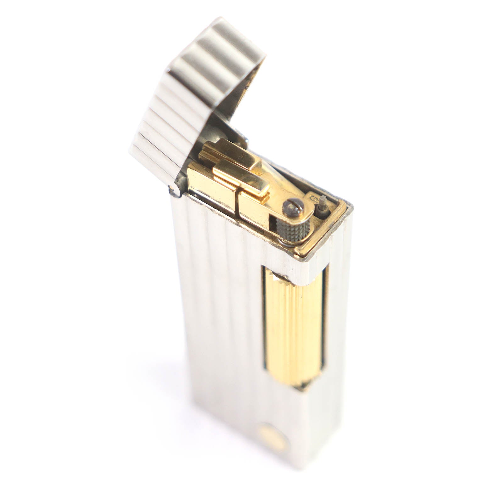 Dunhill Stripe Pattern Gas Lighter Silver Gold