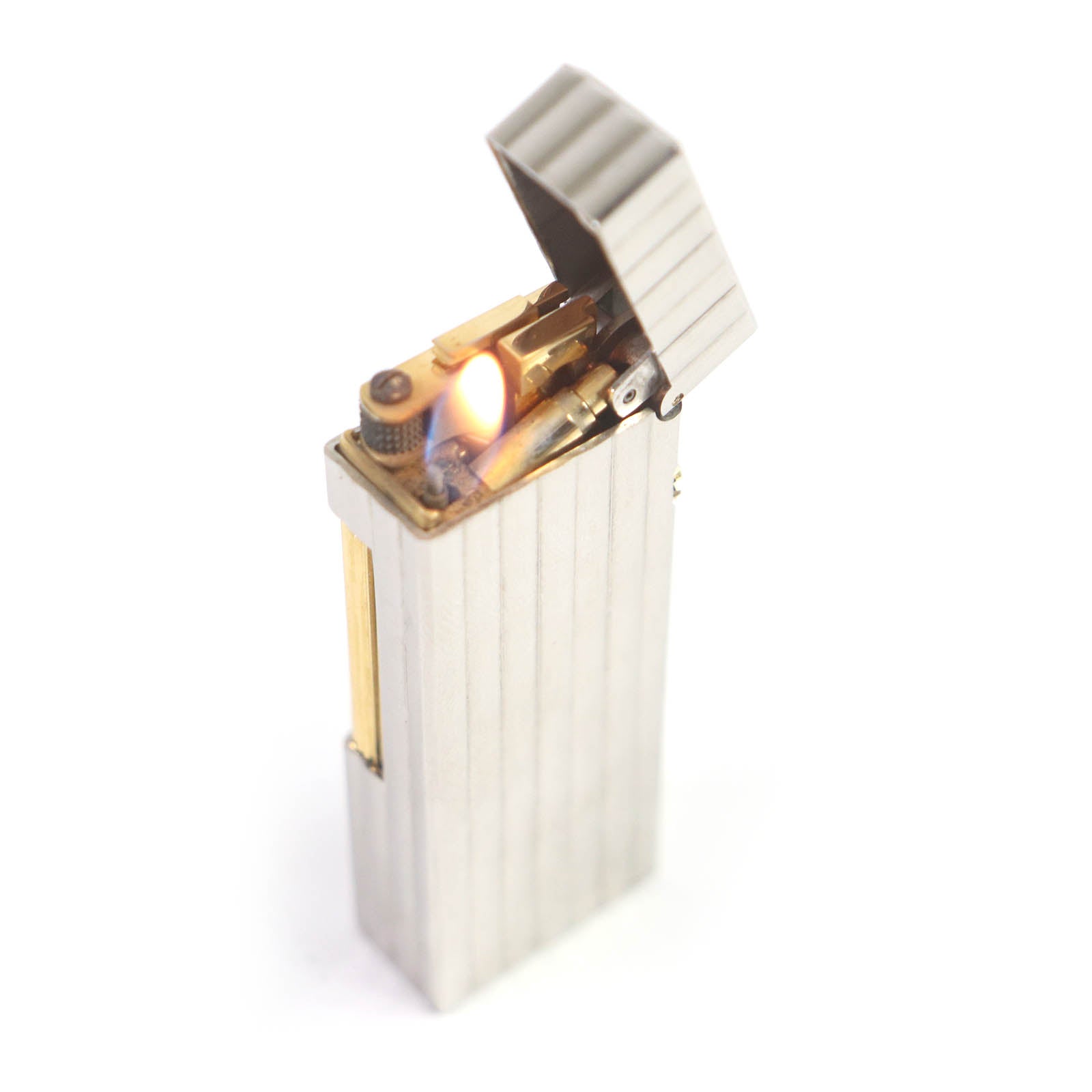 Dunhill Stripe Pattern Gas Lighter Silver Gold